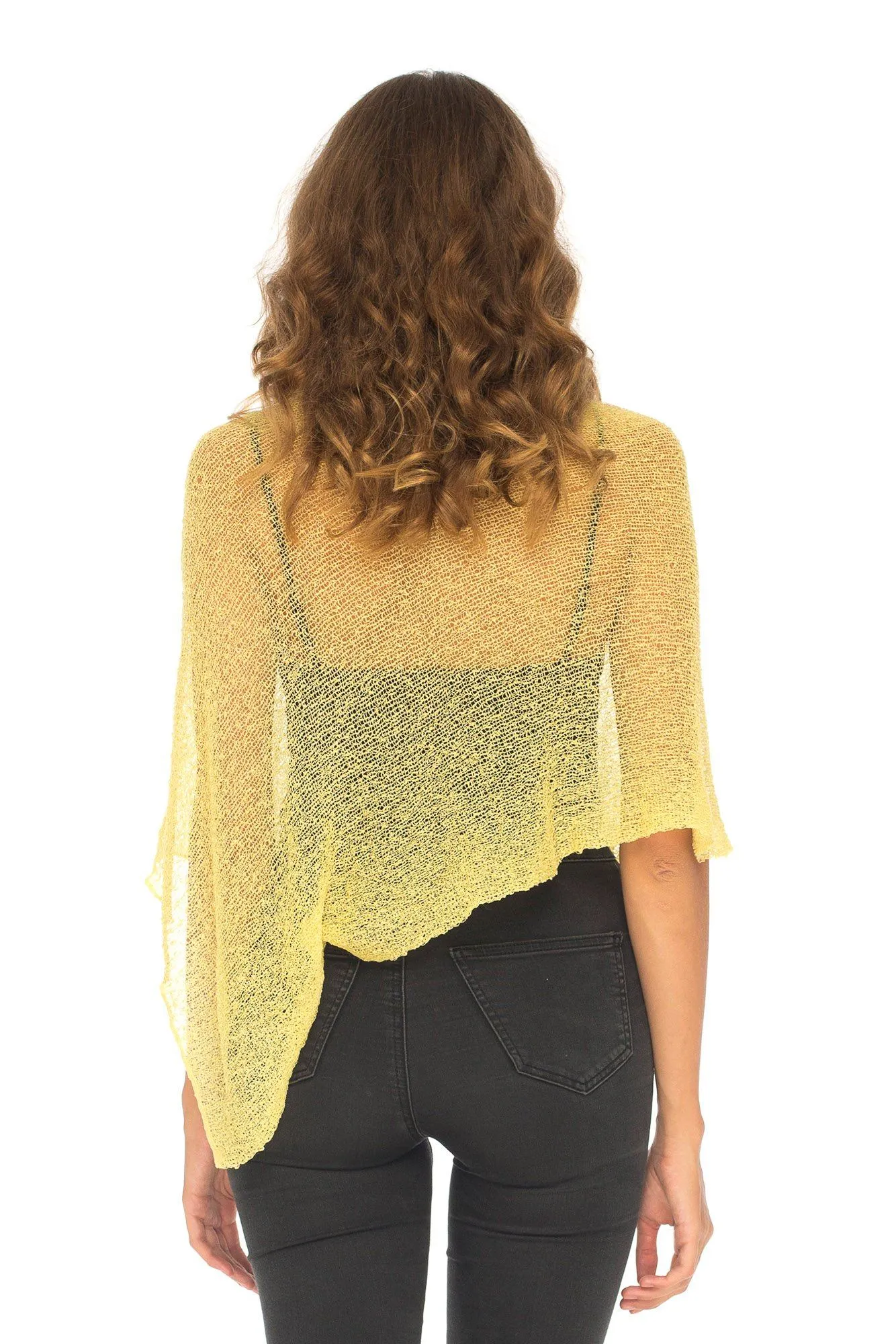 Sheer Knit Poncho Shrug - Lightweight Cover-Up by SHU-SHI