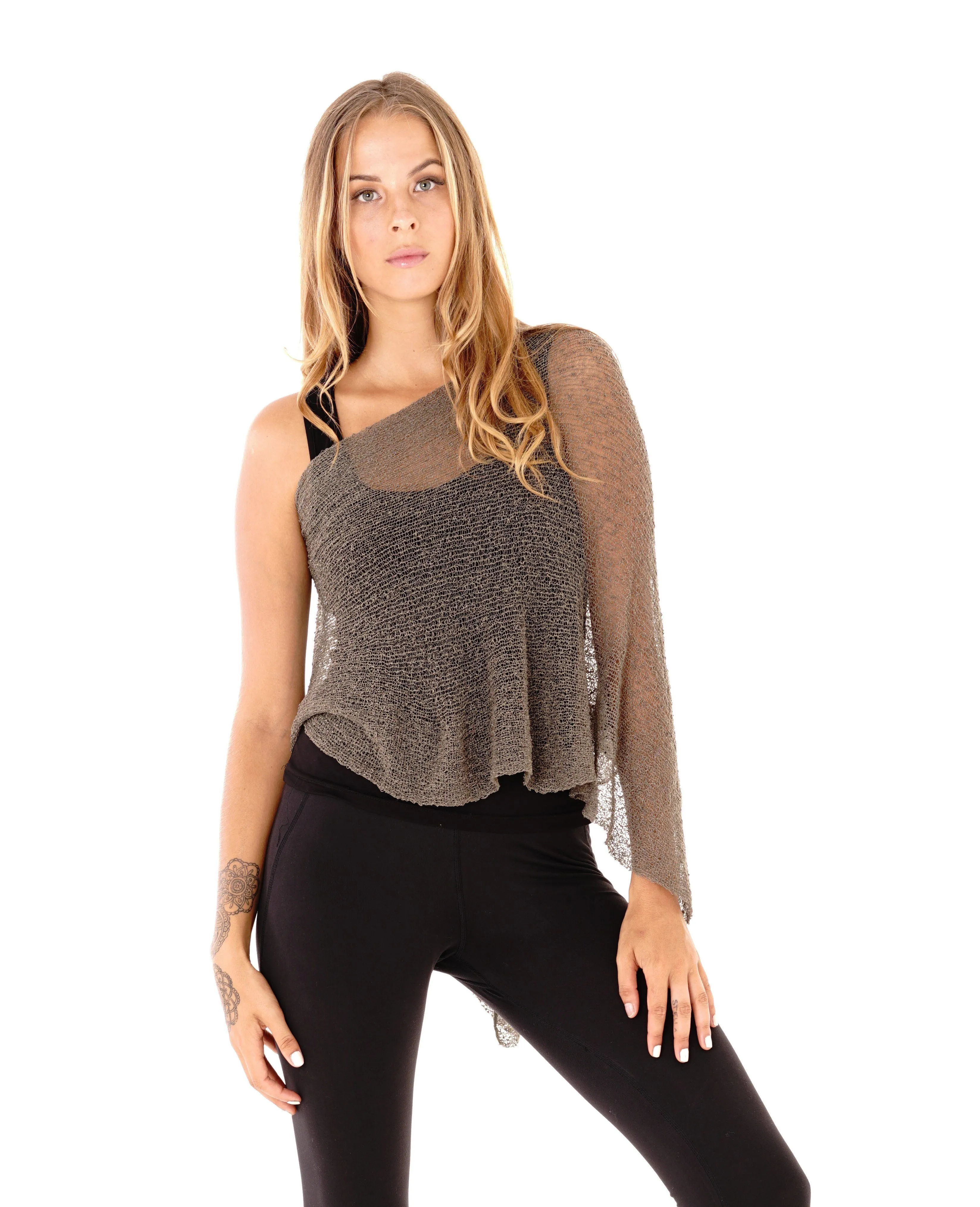 Sheer Knit Poncho Shrug - Lightweight Cover-Up by SHU-SHI