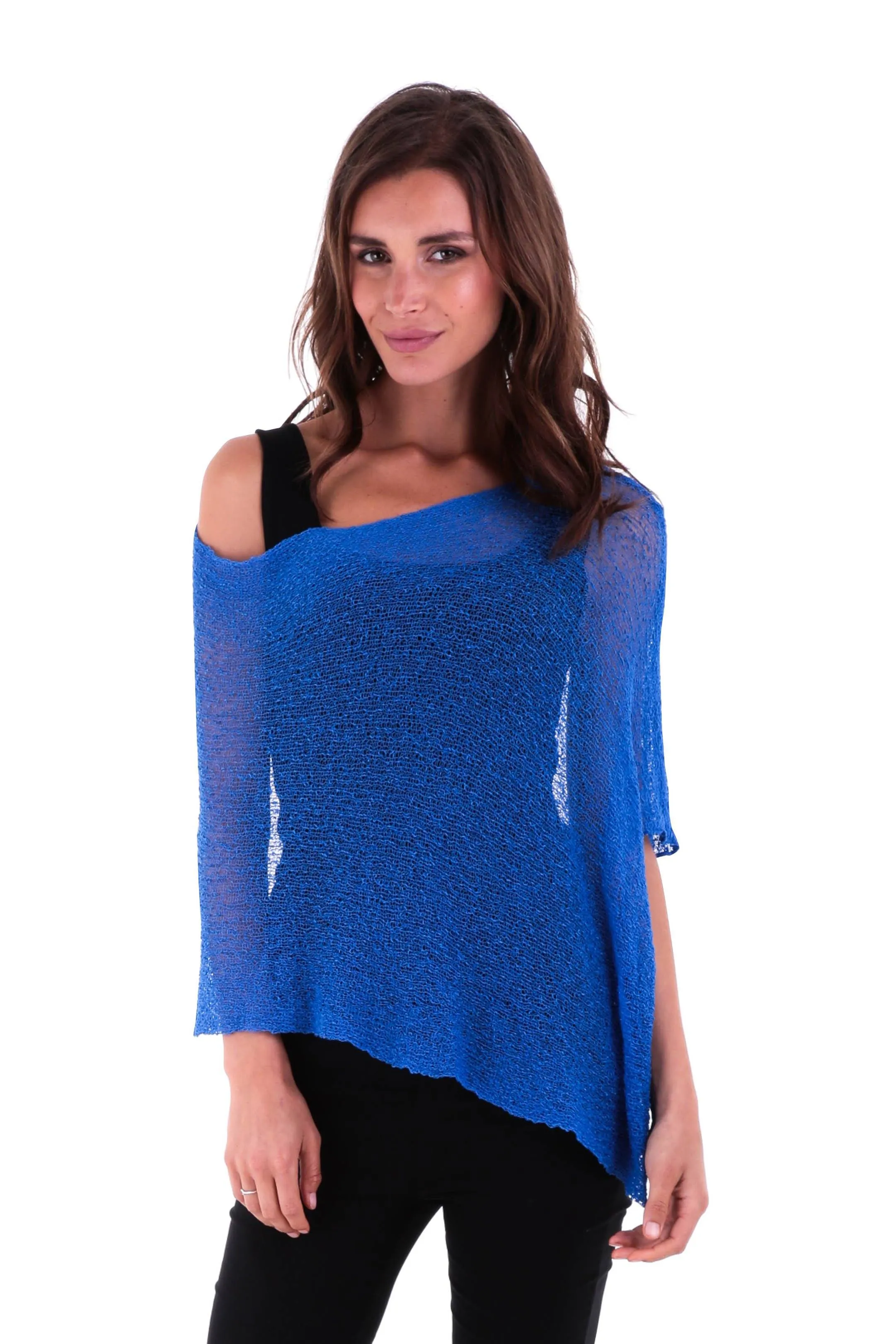 Sheer Knit Poncho Shrug - Lightweight Cover-Up by SHU-SHI