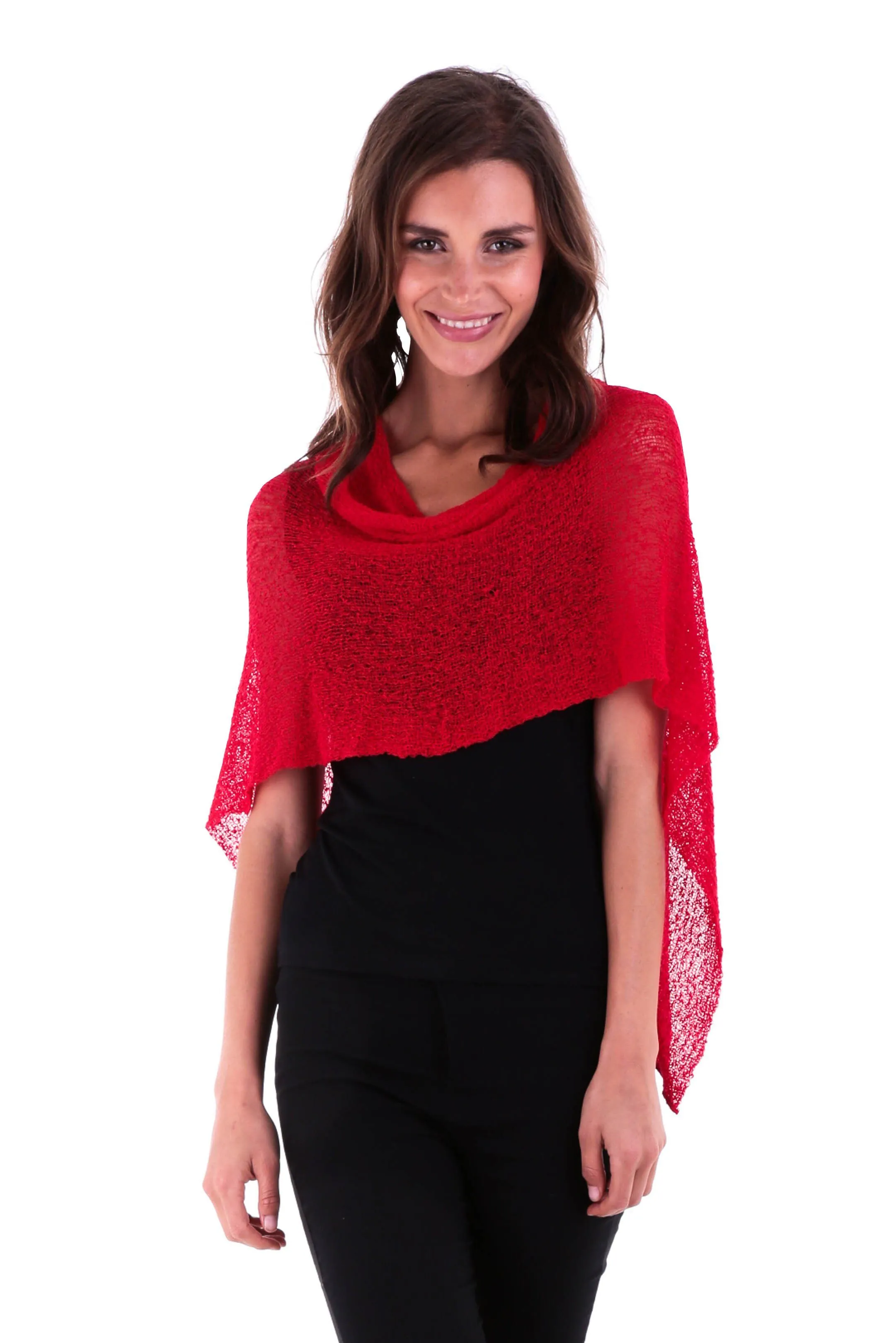 Sheer Knit Poncho Shrug - Lightweight Cover-Up by SHU-SHI