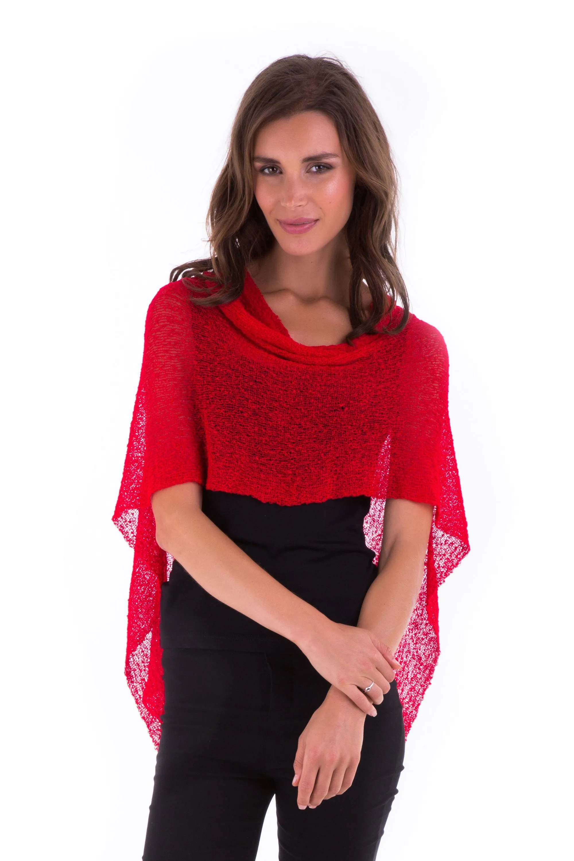 Sheer Knit Poncho Shrug - Lightweight Cover-Up by SHU-SHI