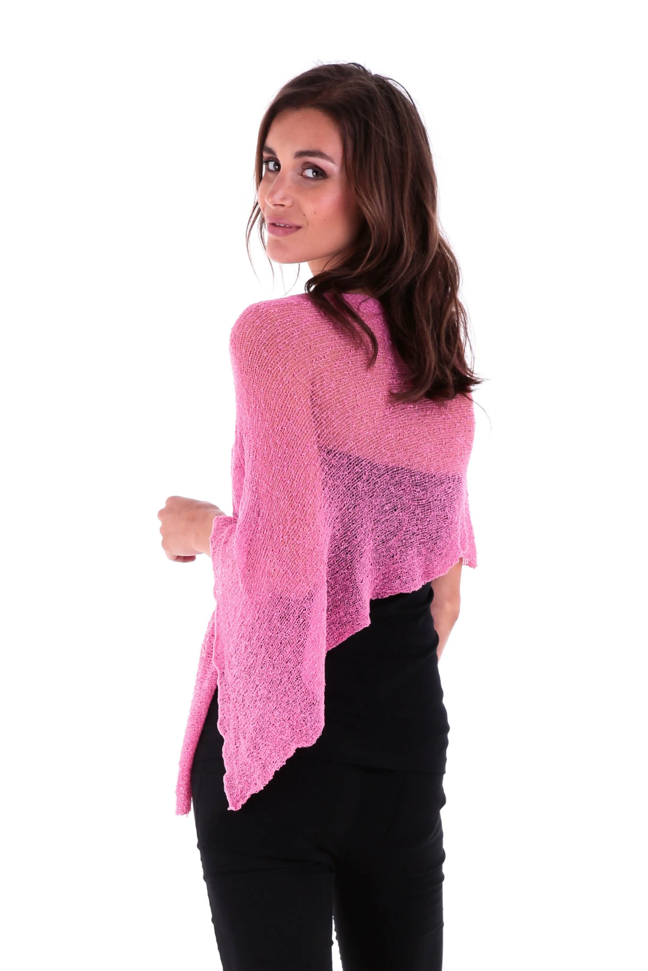 Sheer Knit Poncho Shrug - Lightweight Cover-Up by SHU-SHI