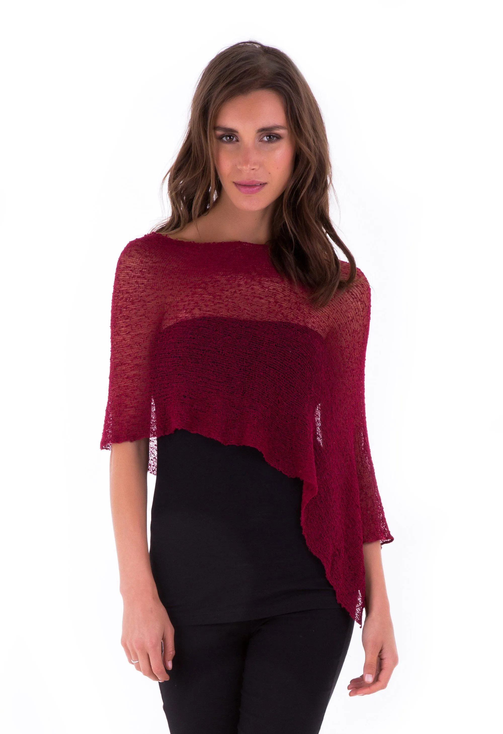 Sheer Knit Poncho Shrug - Lightweight Cover-Up by SHU-SHI