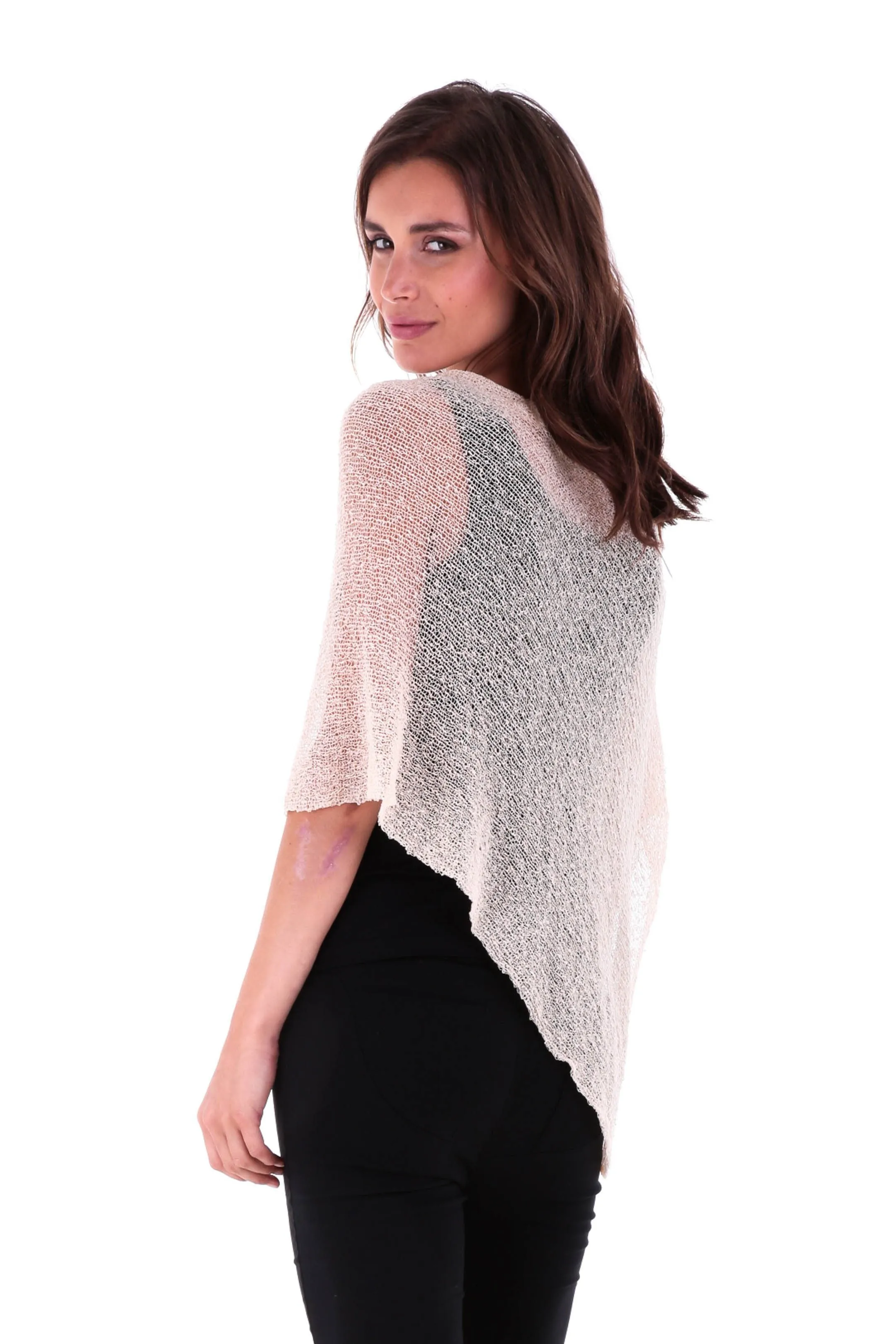 Sheer Knit Poncho Shrug - Lightweight Cover-Up by SHU-SHI