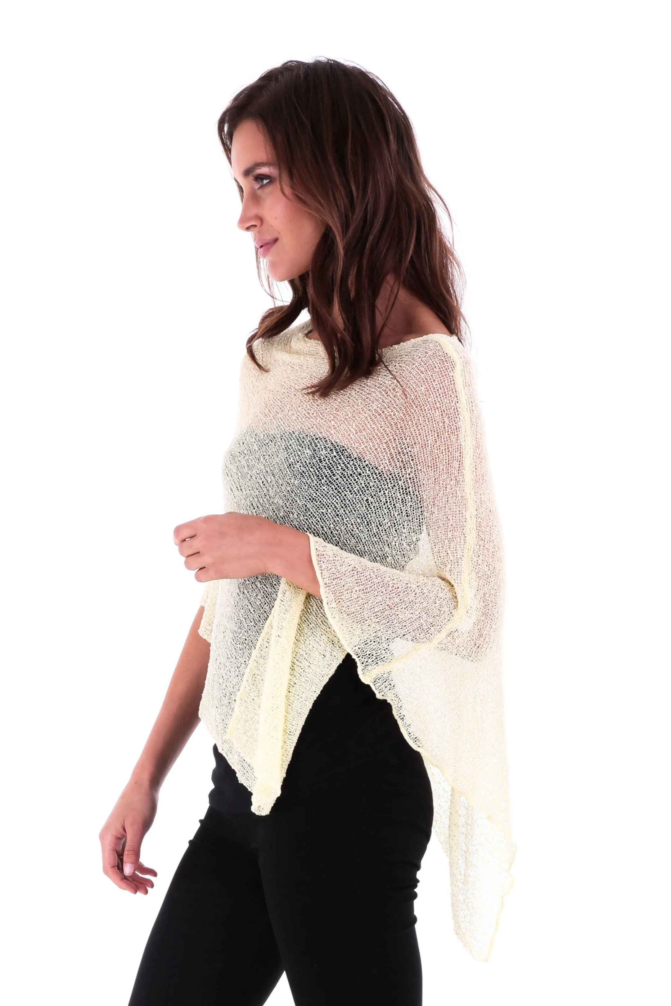 Sheer Knit Poncho Shrug - Lightweight Cover-Up by SHU-SHI