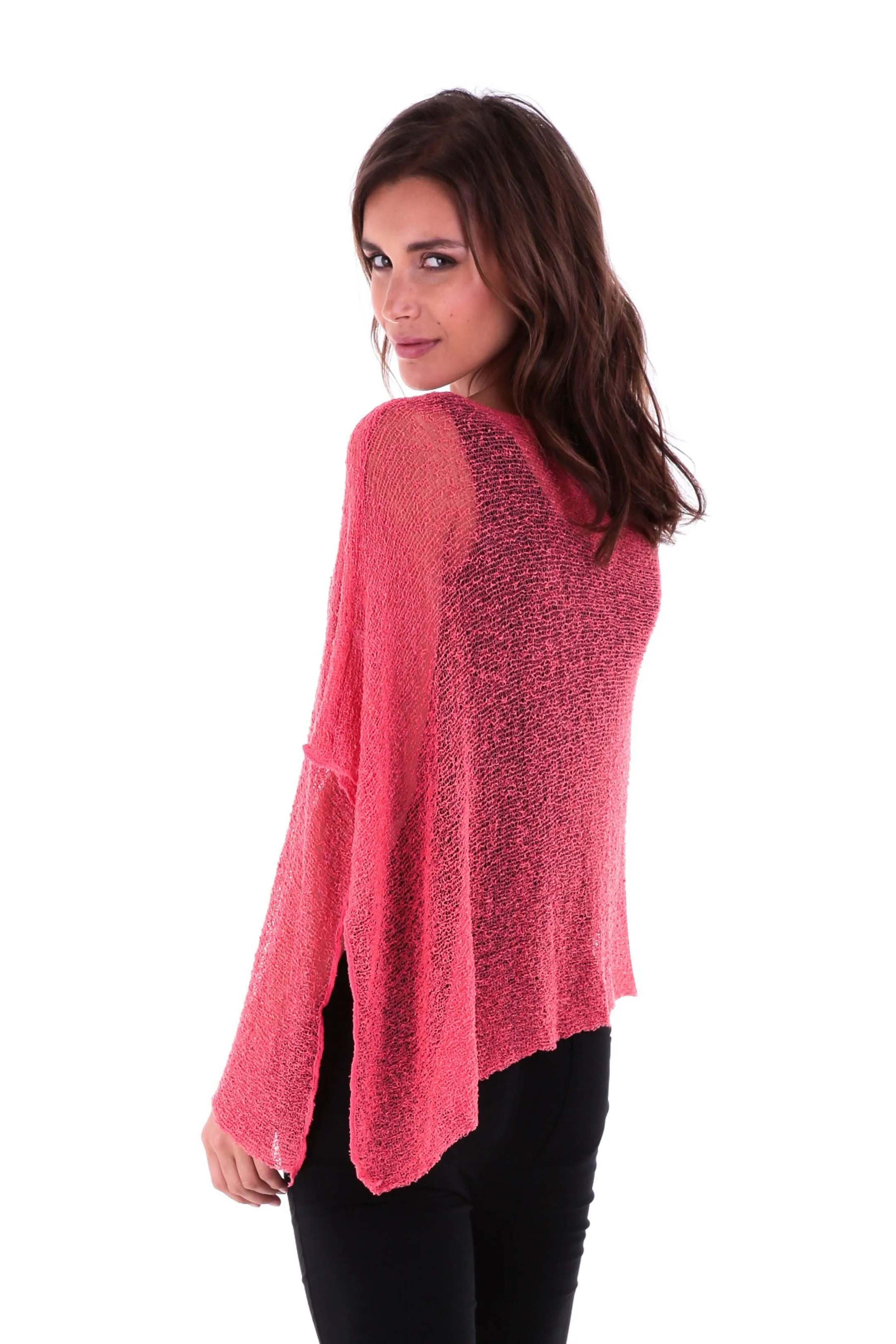 Sheer Knit Poncho Shrug - Lightweight Cover-Up by SHU-SHI