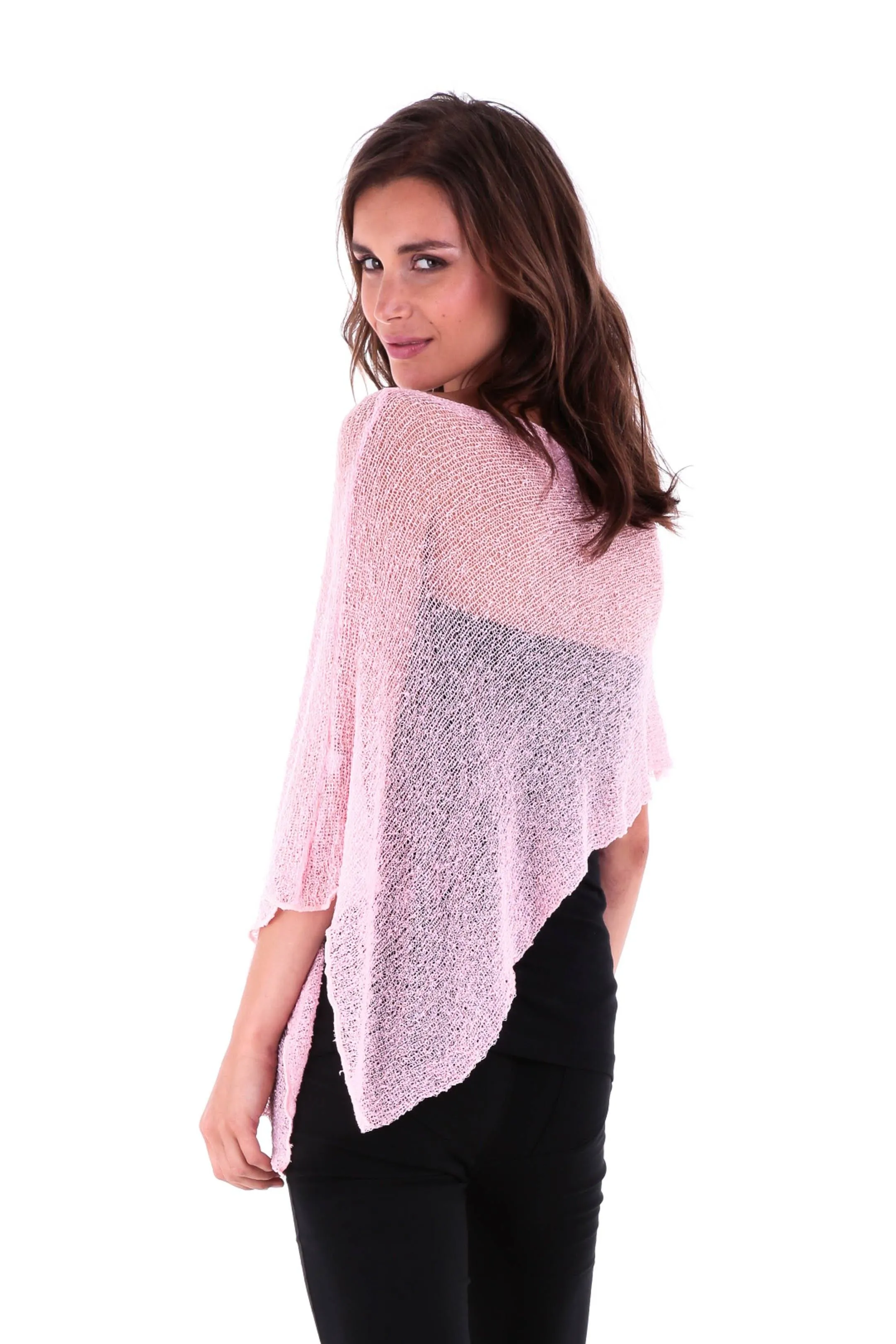 Sheer Knit Poncho Shrug - Lightweight Cover-Up by SHU-SHI