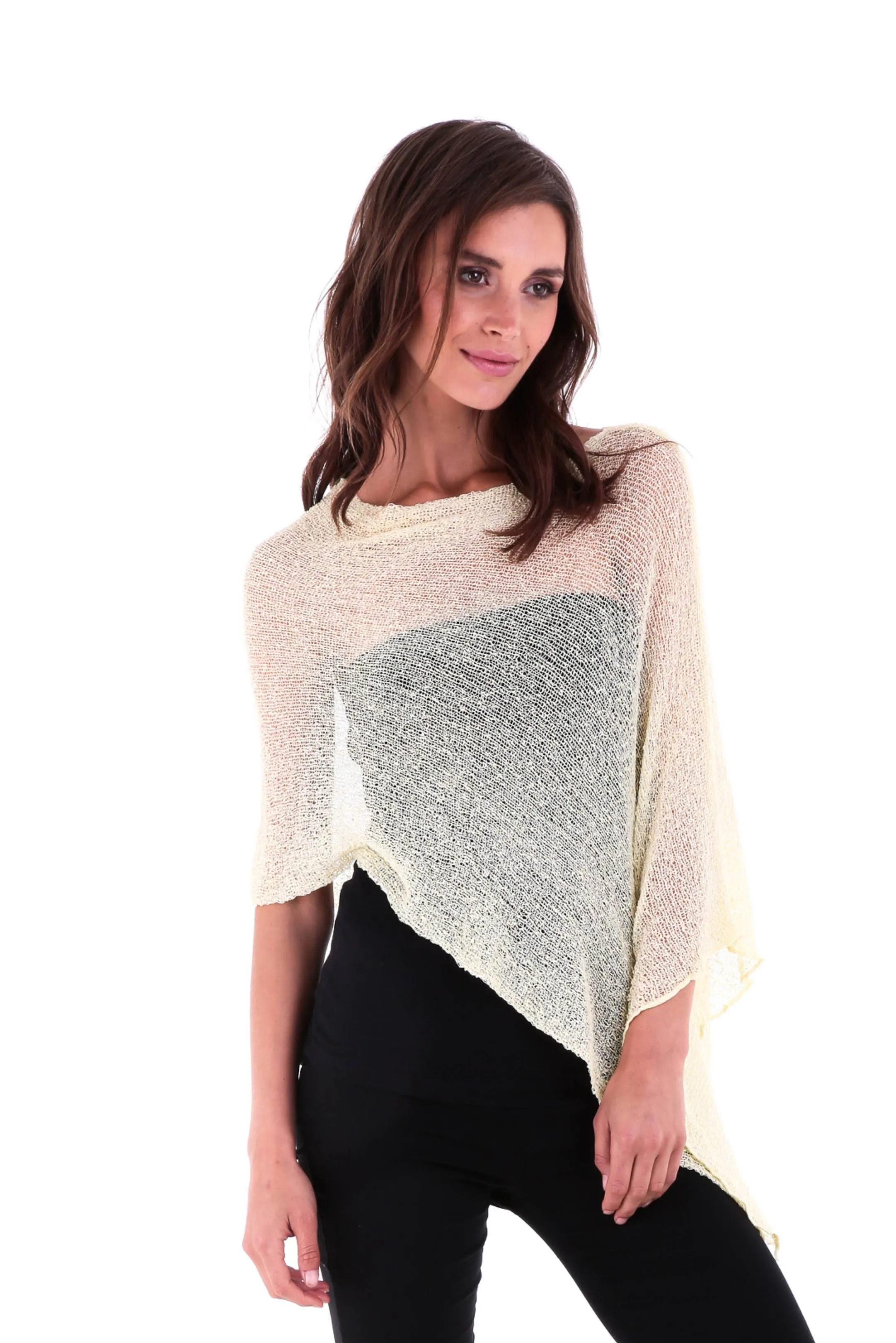 Sheer Knit Poncho Shrug - Lightweight Cover-Up by SHU-SHI