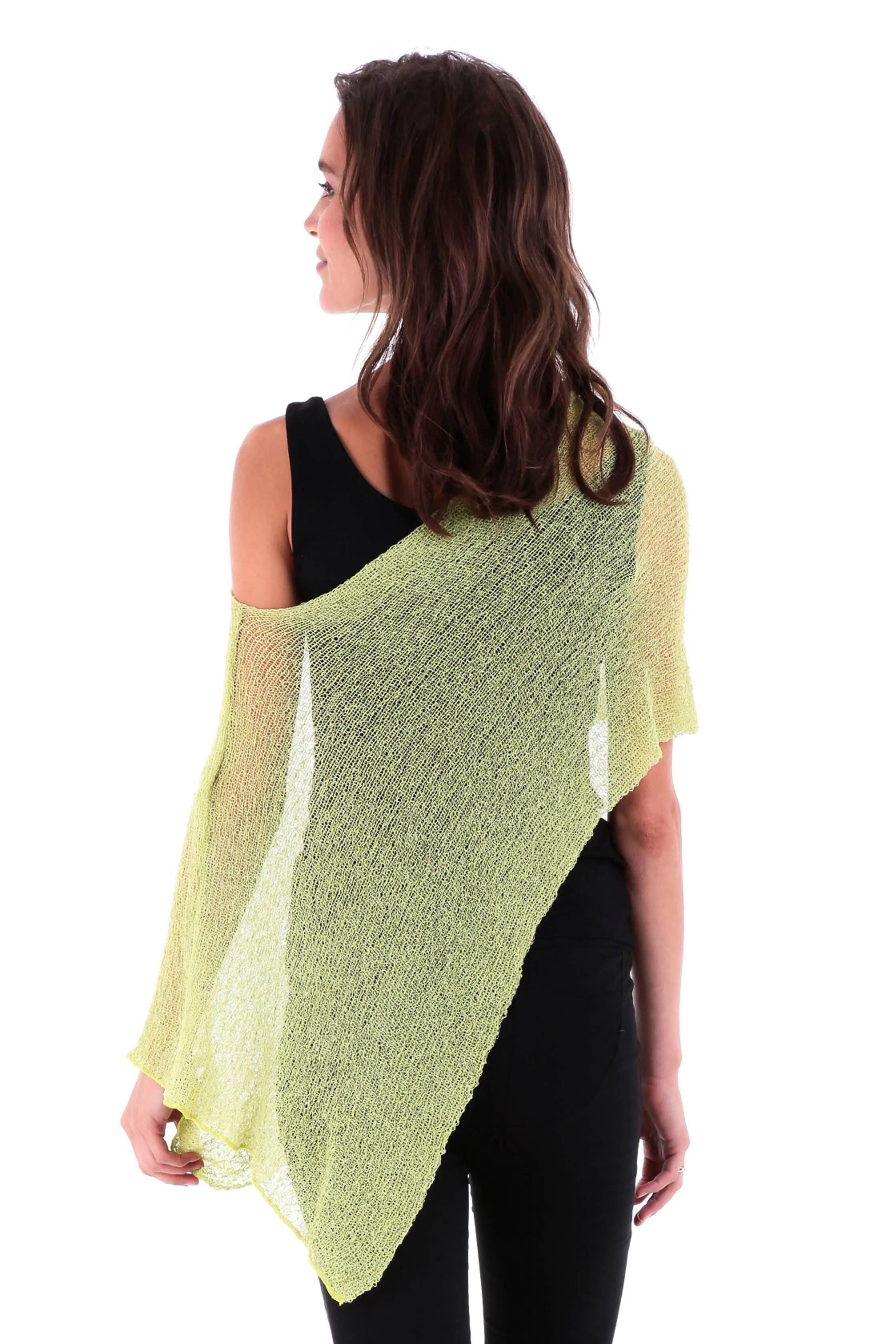 Sheer Knit Poncho Shrug - Lightweight Cover-Up by SHU-SHI