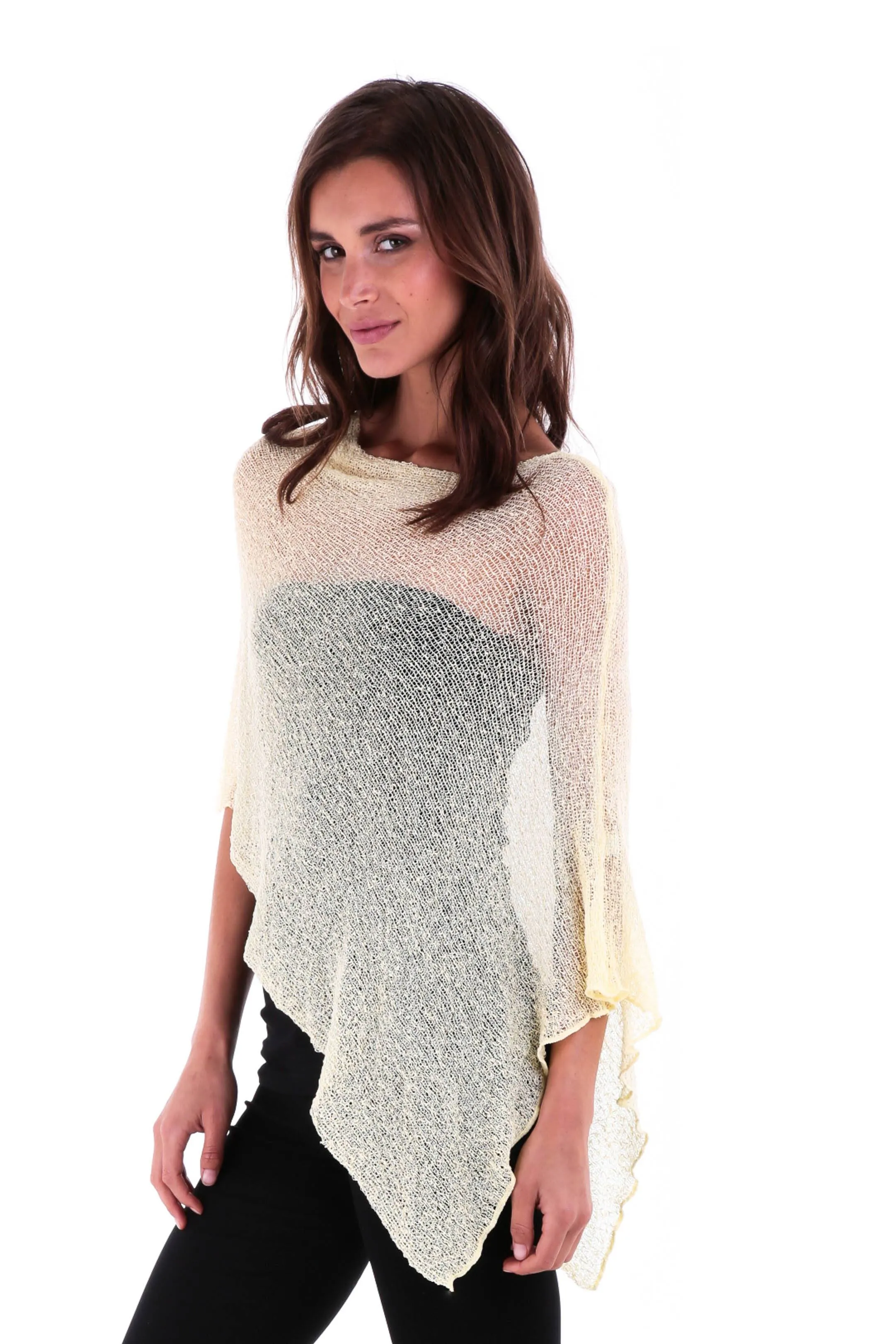 Sheer Knit Poncho Shrug - Lightweight Cover-Up by SHU-SHI