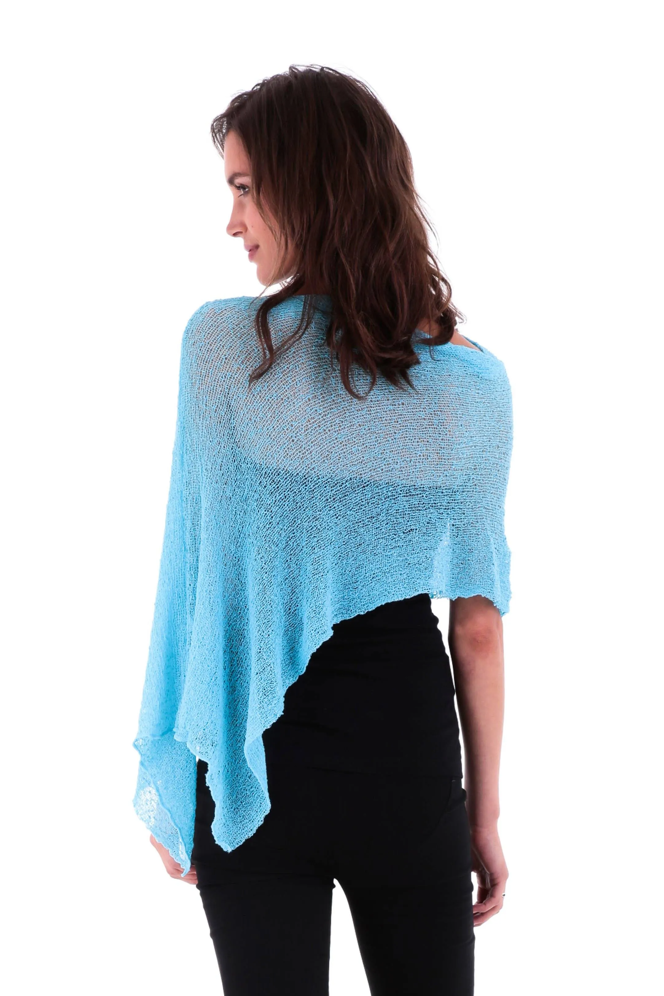 Sheer Knit Poncho Shrug - Lightweight Cover-Up by SHU-SHI