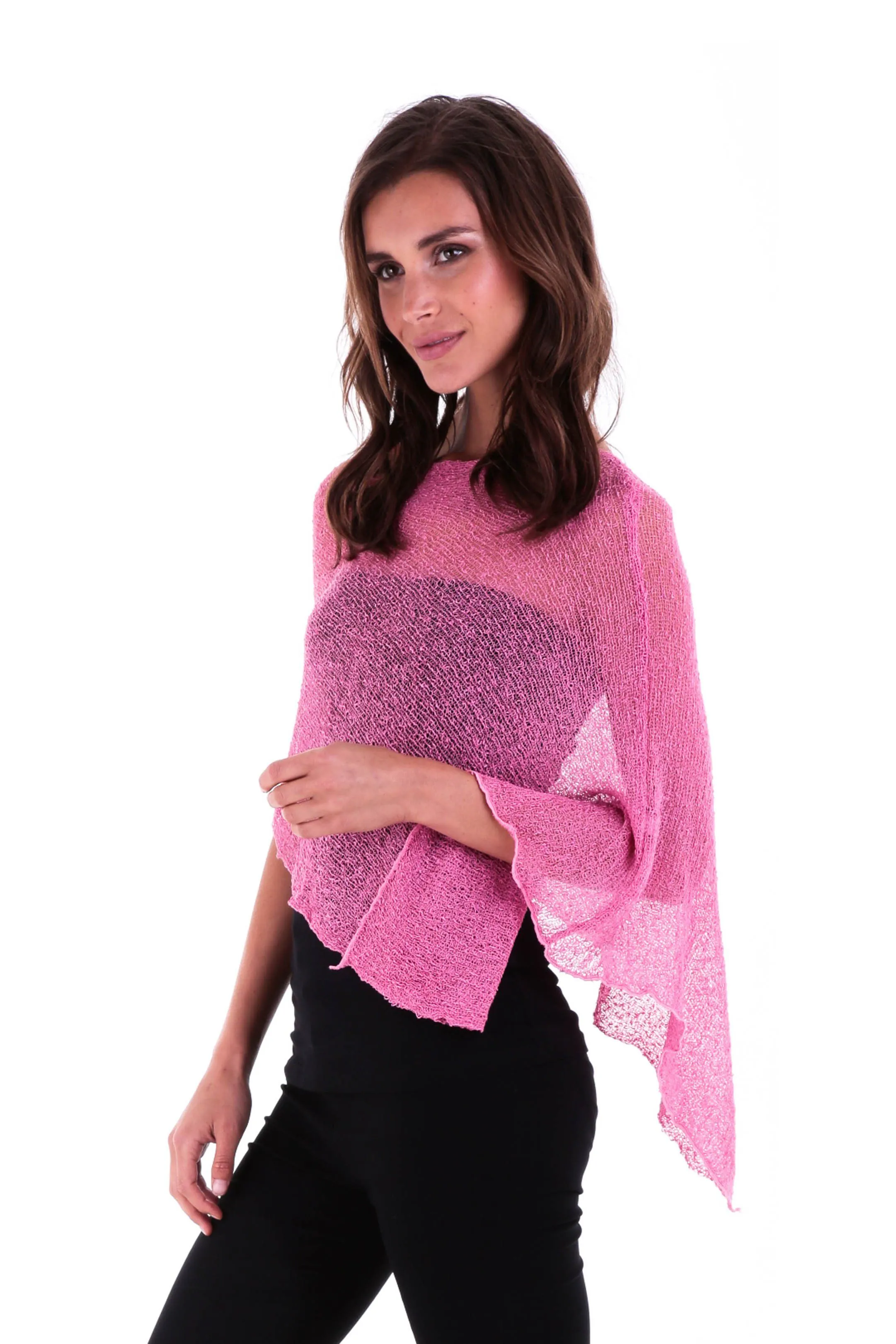 Sheer Knit Poncho Shrug - Lightweight Cover-Up by SHU-SHI