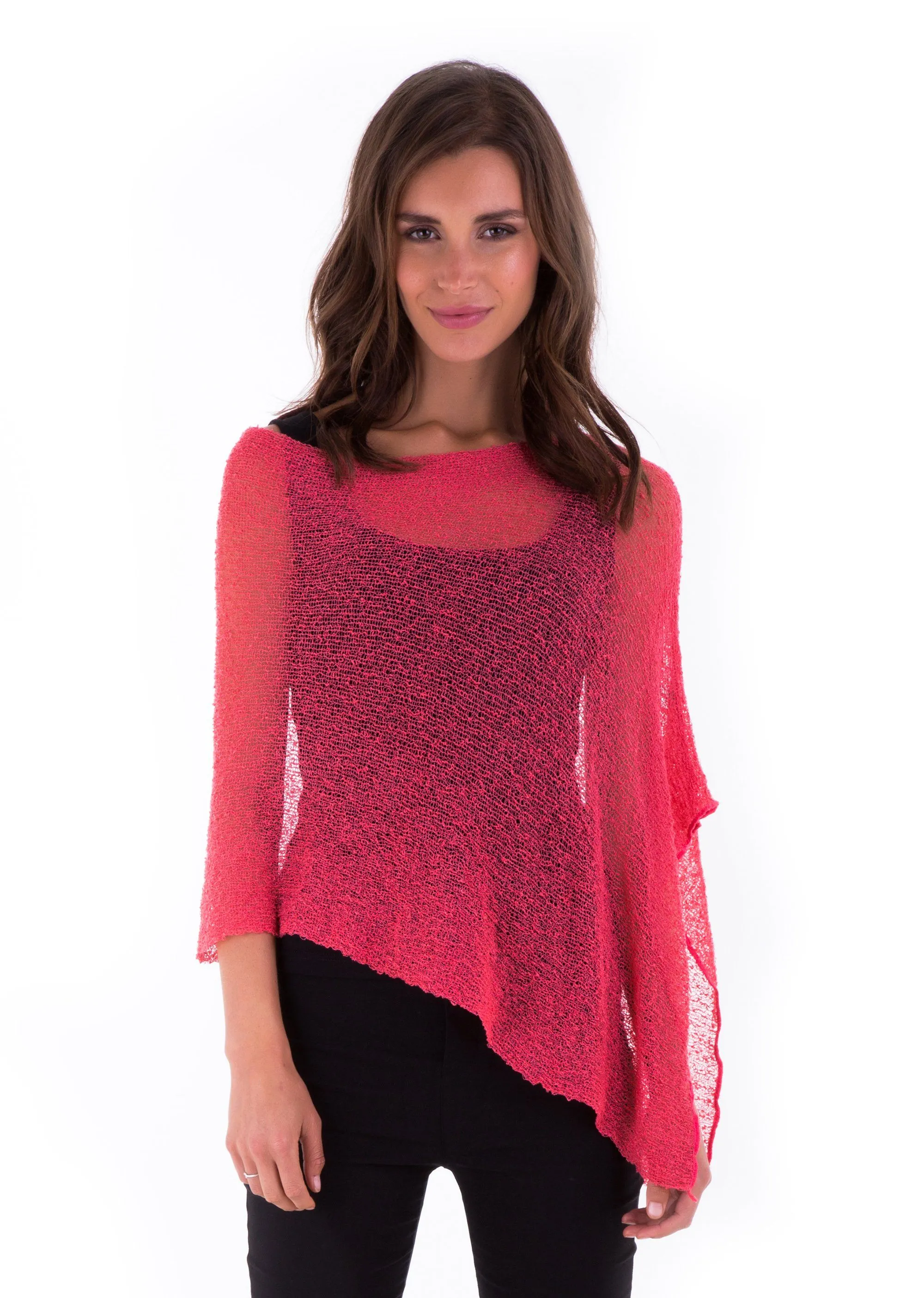 Sheer Knit Poncho Shrug - Lightweight Cover-Up by SHU-SHI