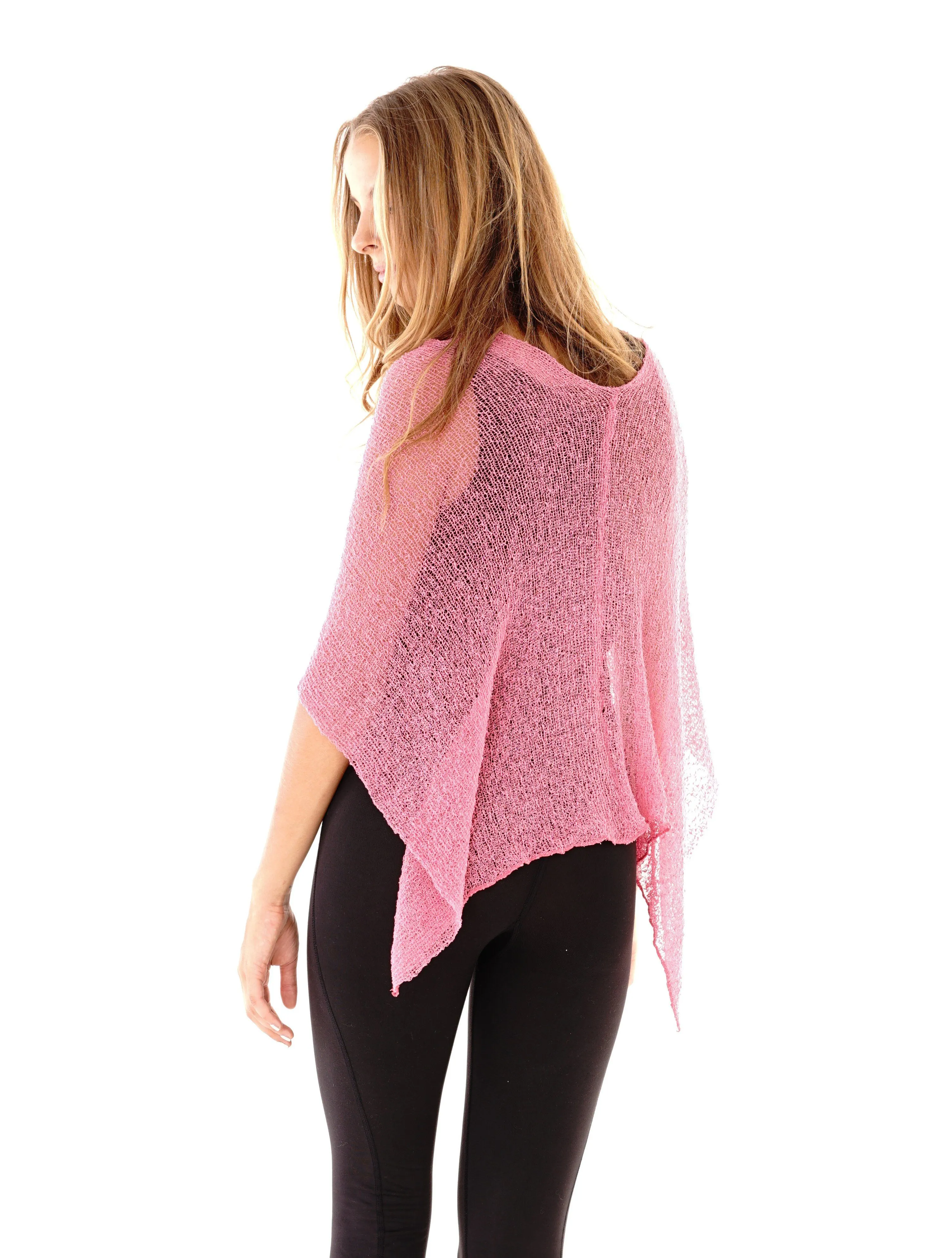 Sheer Knit Poncho Shrug - Lightweight Cover-Up by SHU-SHI