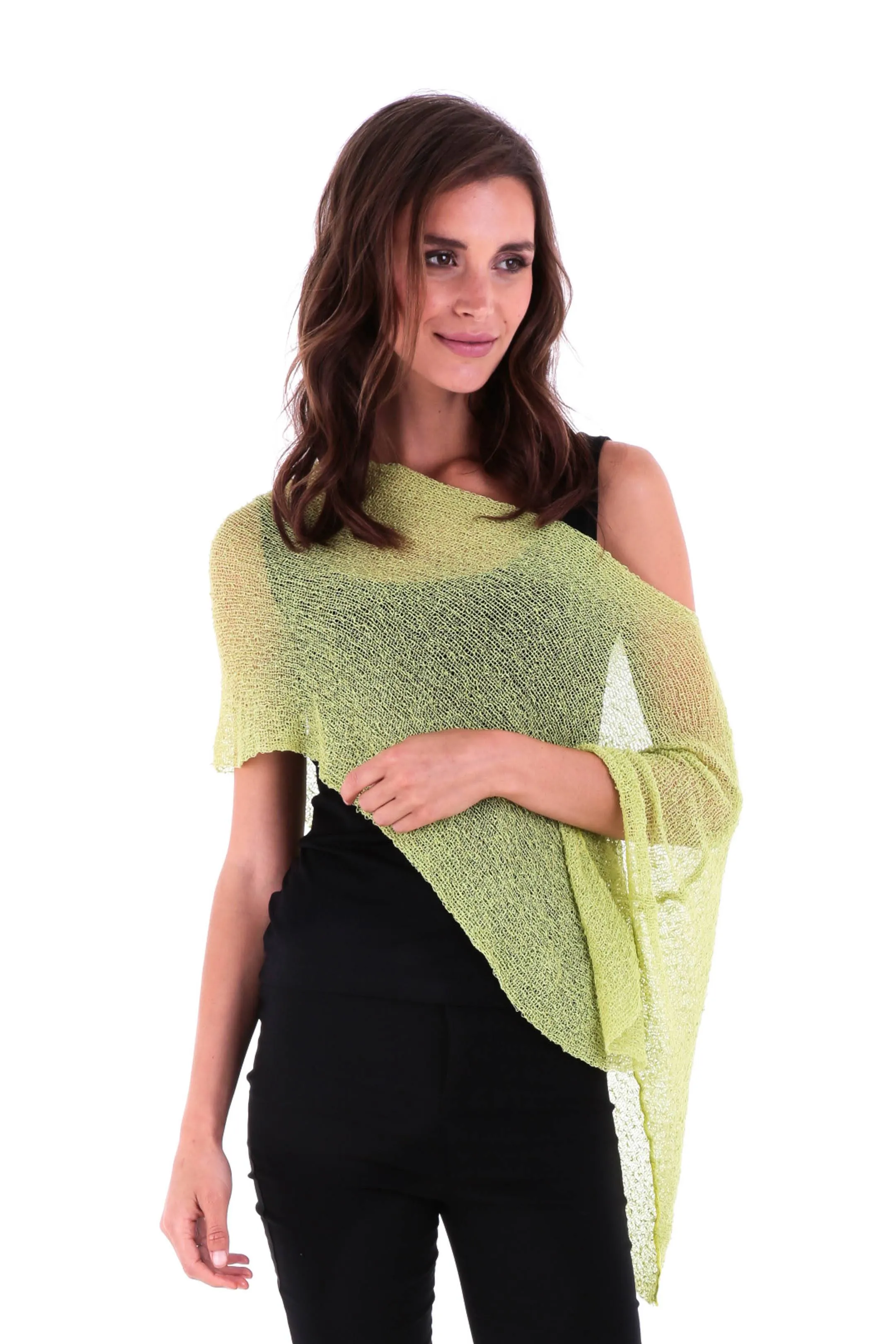 Sheer Knit Poncho Shrug - Lightweight Cover-Up by SHU-SHI