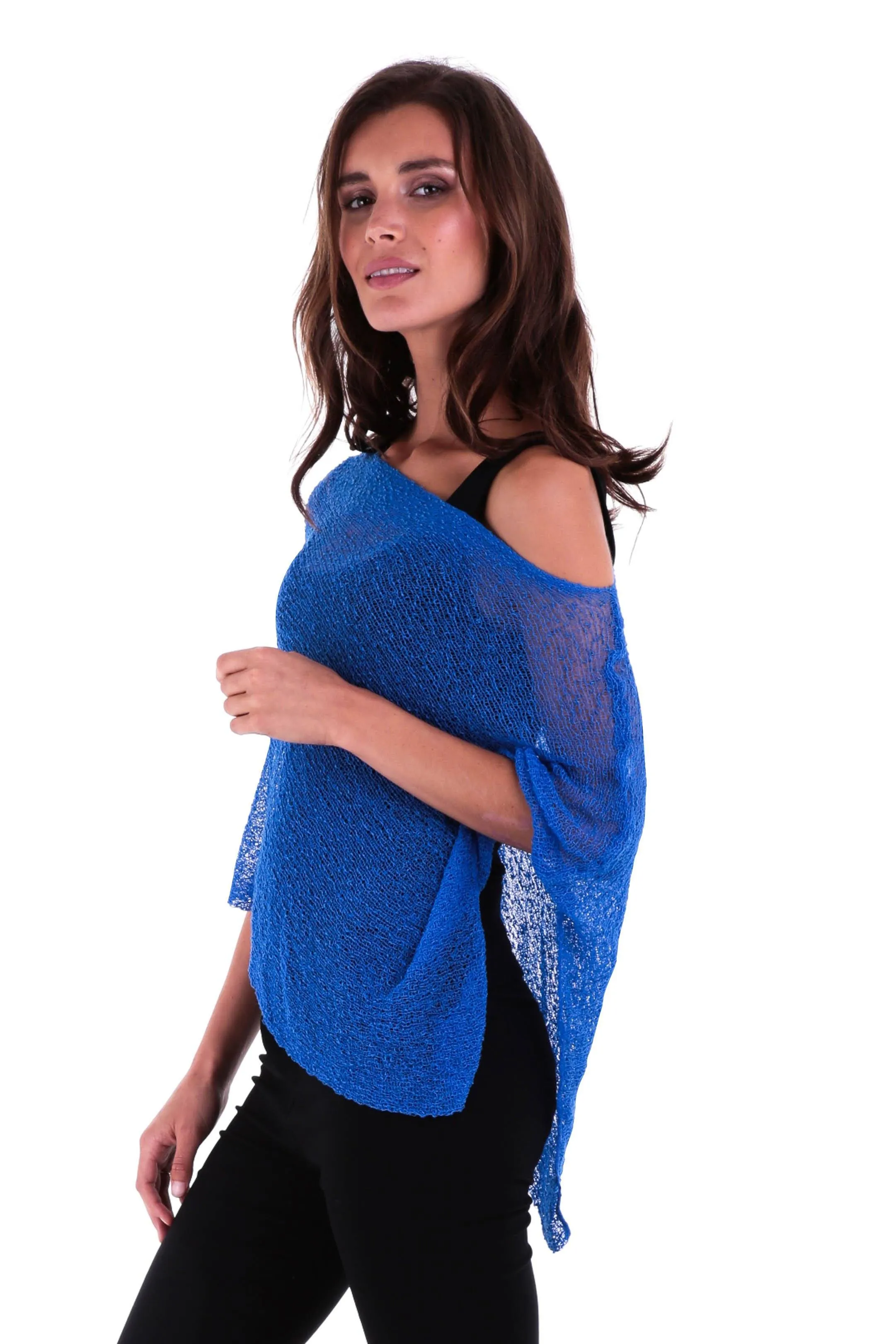 Sheer Knit Poncho Shrug - Lightweight Cover-Up by SHU-SHI