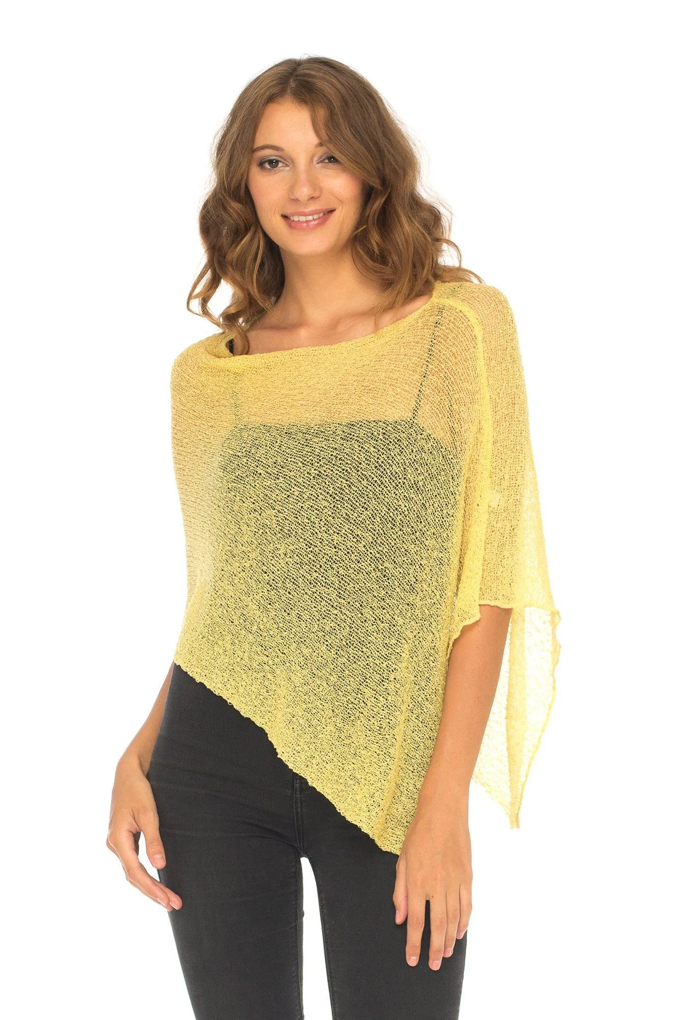 Sheer Knit Poncho Shrug - Lightweight Cover-Up by SHU-SHI