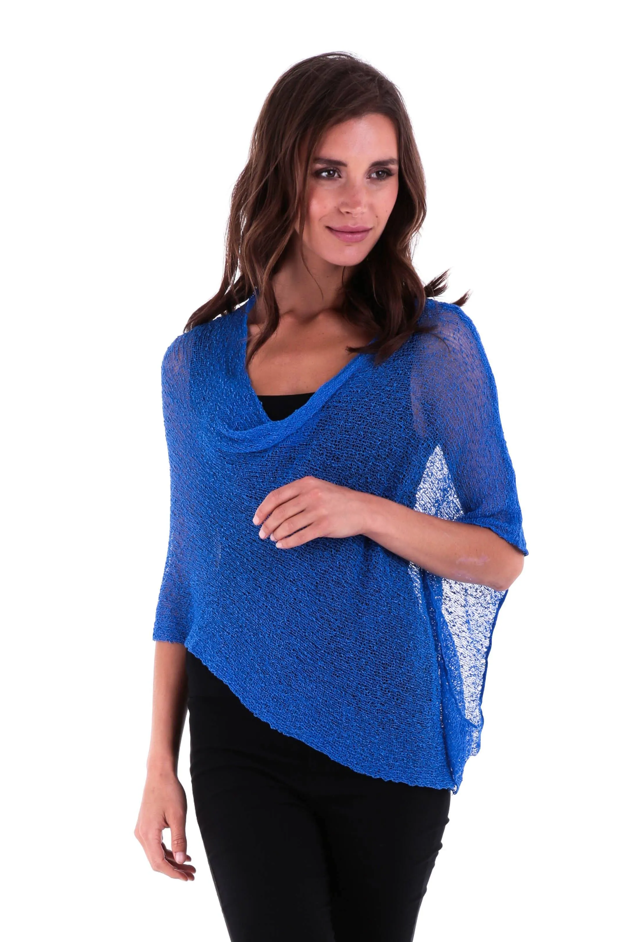 Sheer Knit Poncho Shrug - Lightweight Cover-Up by SHU-SHI