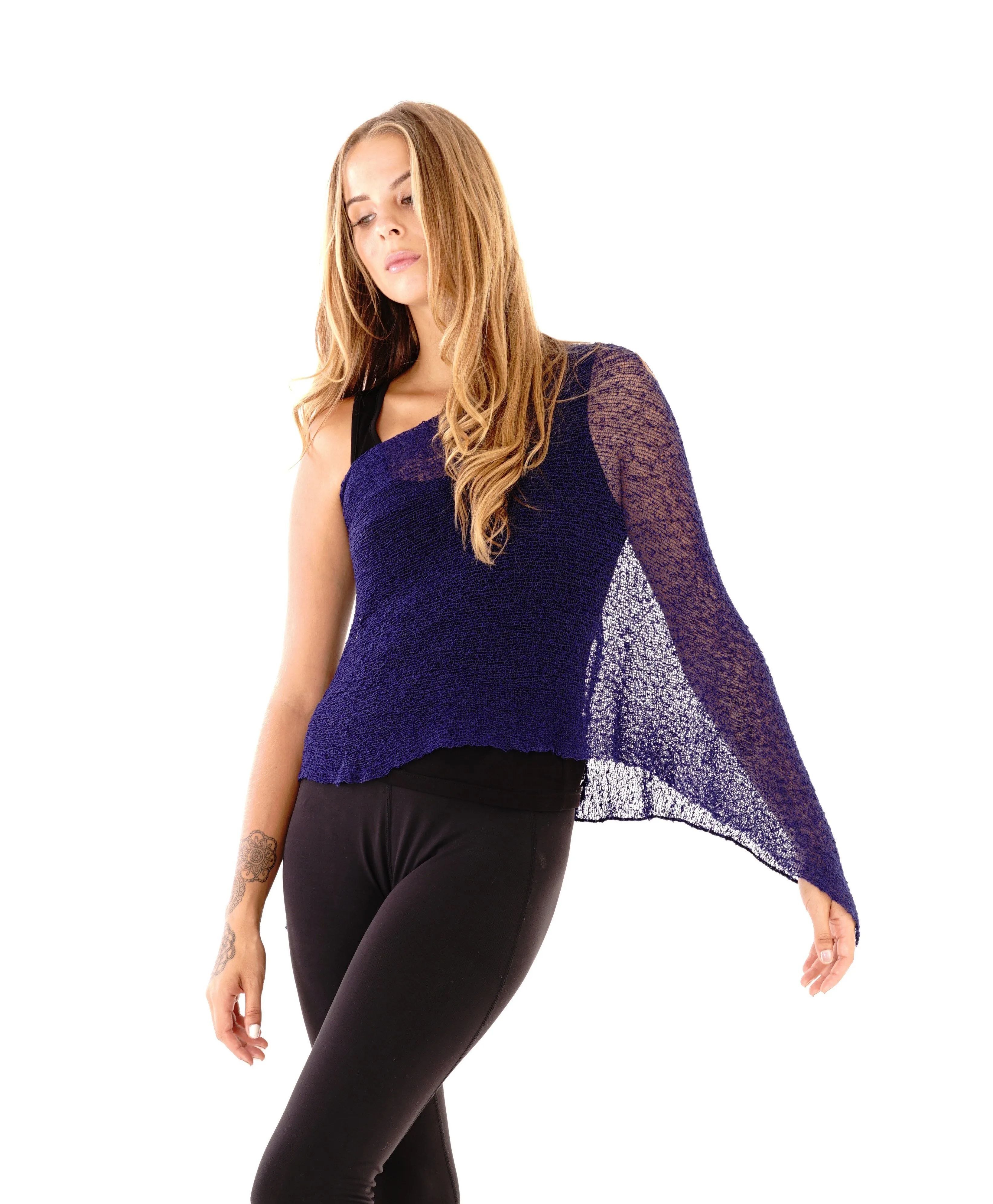 Sheer Knit Poncho Shrug - Lightweight Cover-Up by SHU-SHI