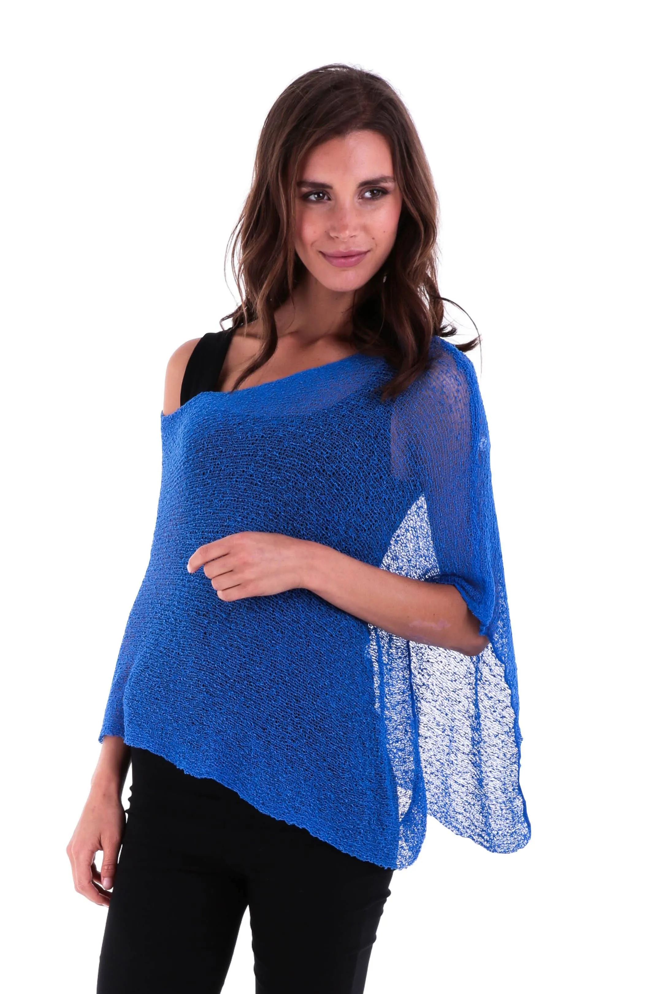 Sheer Knit Poncho Shrug - Lightweight Cover-Up by SHU-SHI