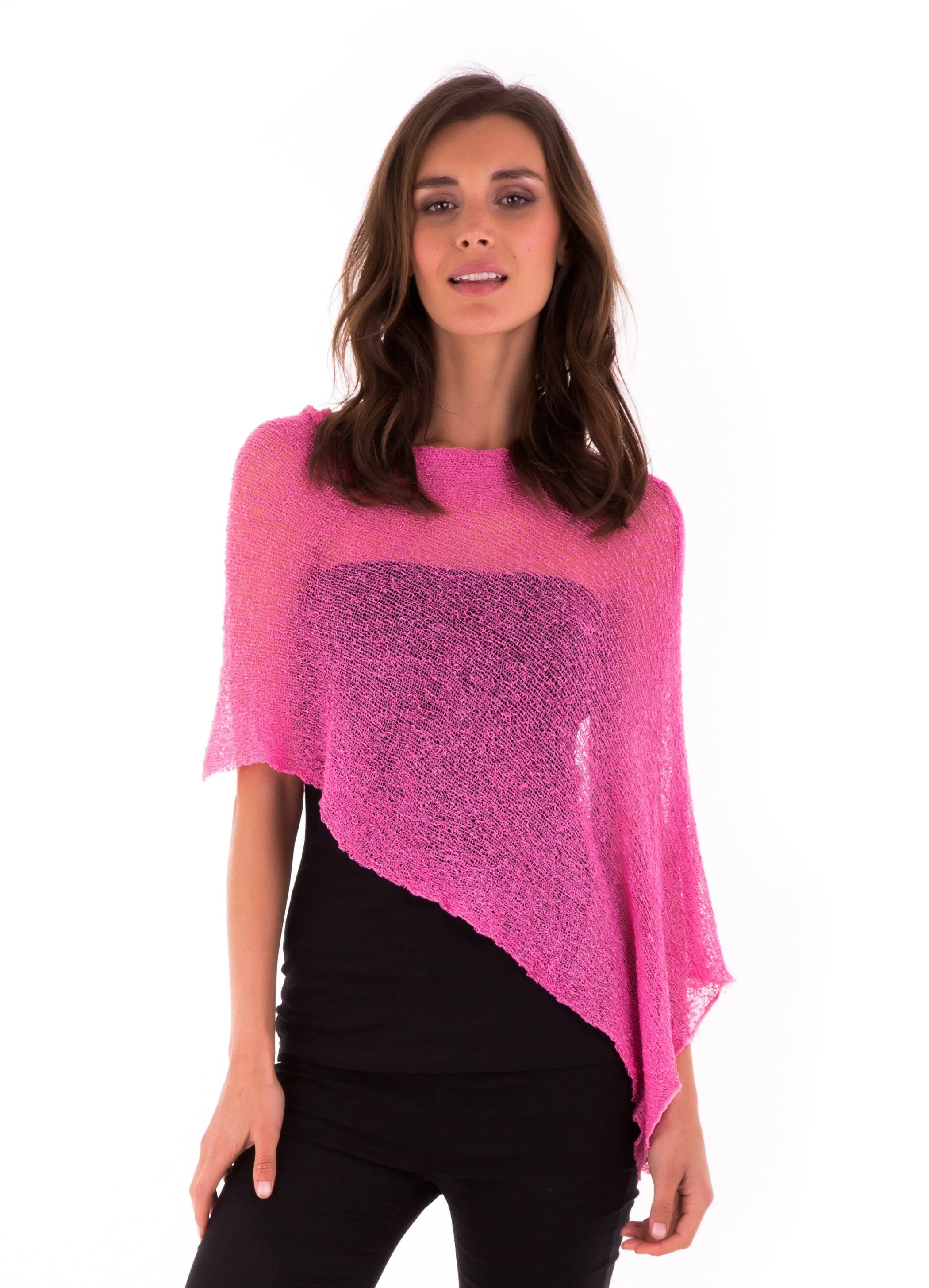 Sheer Knit Poncho Shrug - Lightweight Cover-Up by SHU-SHI