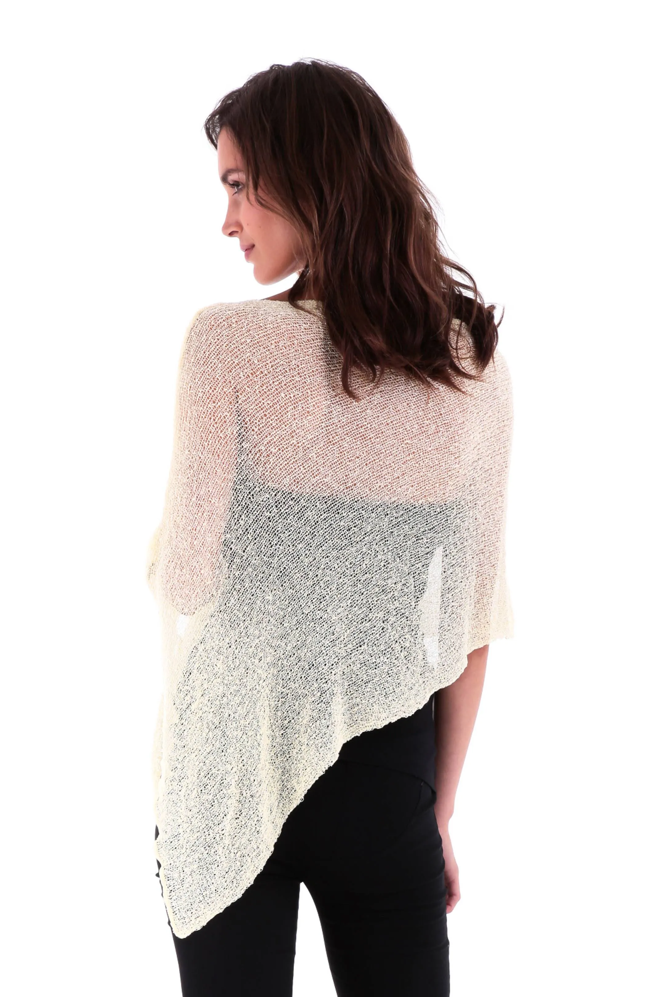 Sheer Knit Poncho Shrug - Lightweight Cover-Up by SHU-SHI