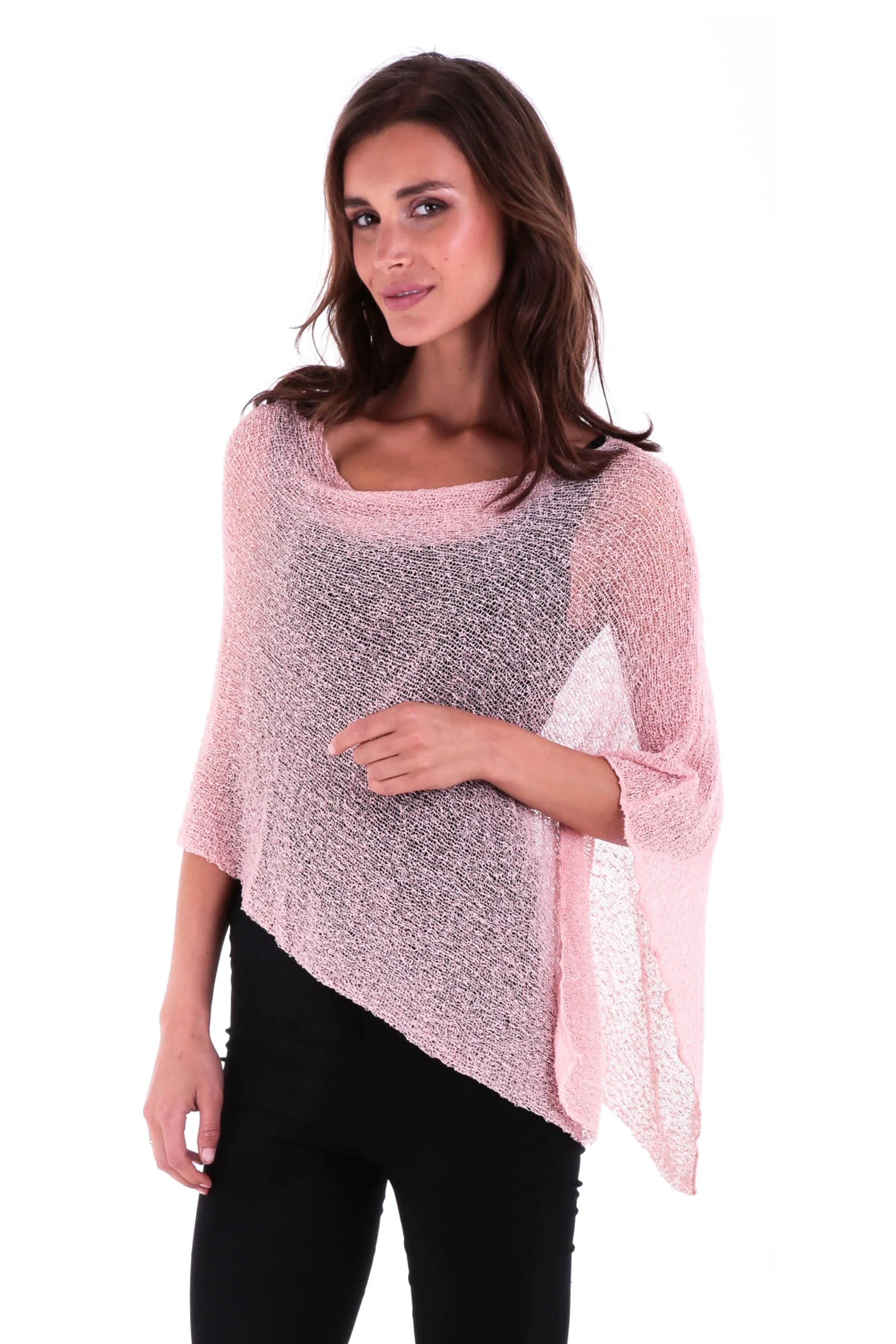 Sheer Knit Poncho Shrug - Lightweight Cover-Up by SHU-SHI