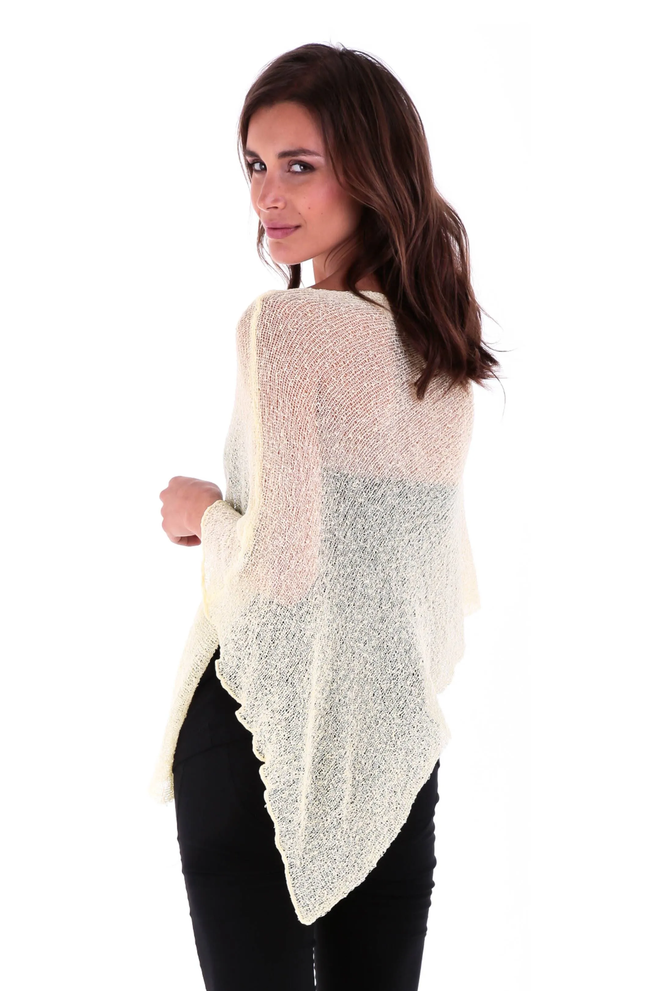 Sheer Knit Poncho Shrug - Lightweight Cover-Up by SHU-SHI