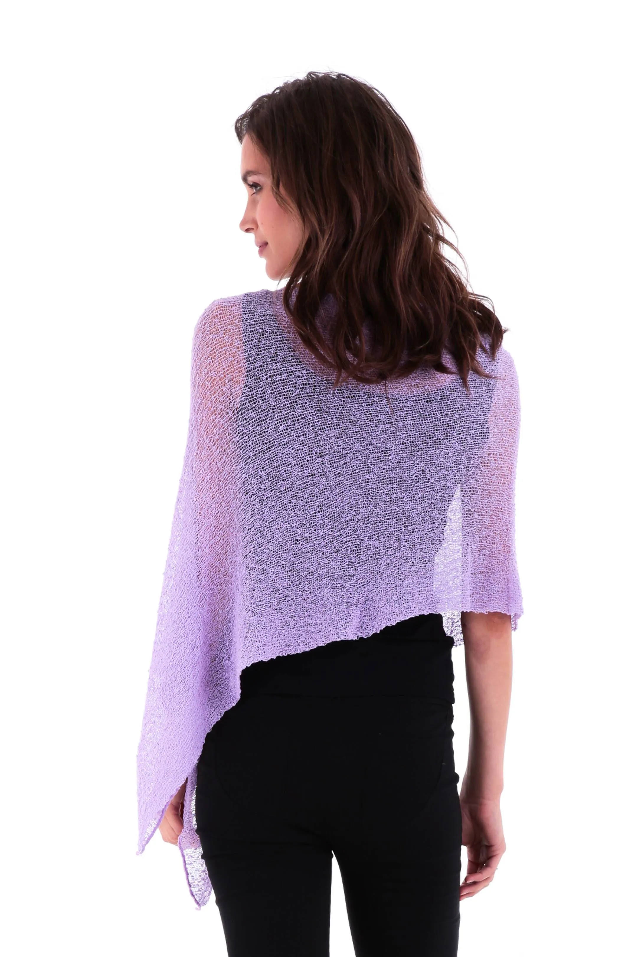 Sheer Knit Poncho Shrug - Lightweight Cover-Up by SHU-SHI