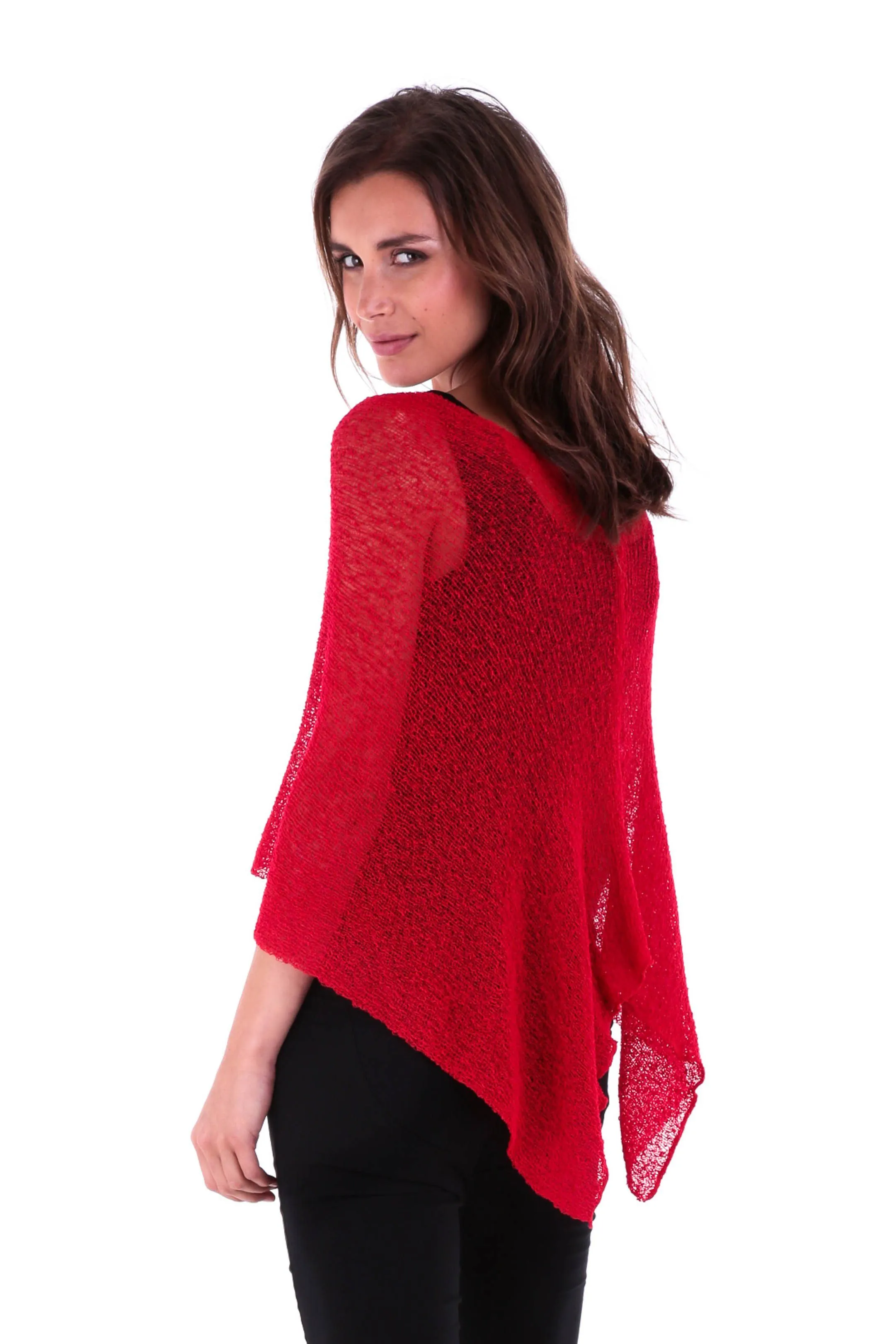 Sheer Knit Poncho Shrug - Lightweight Cover-Up by SHU-SHI