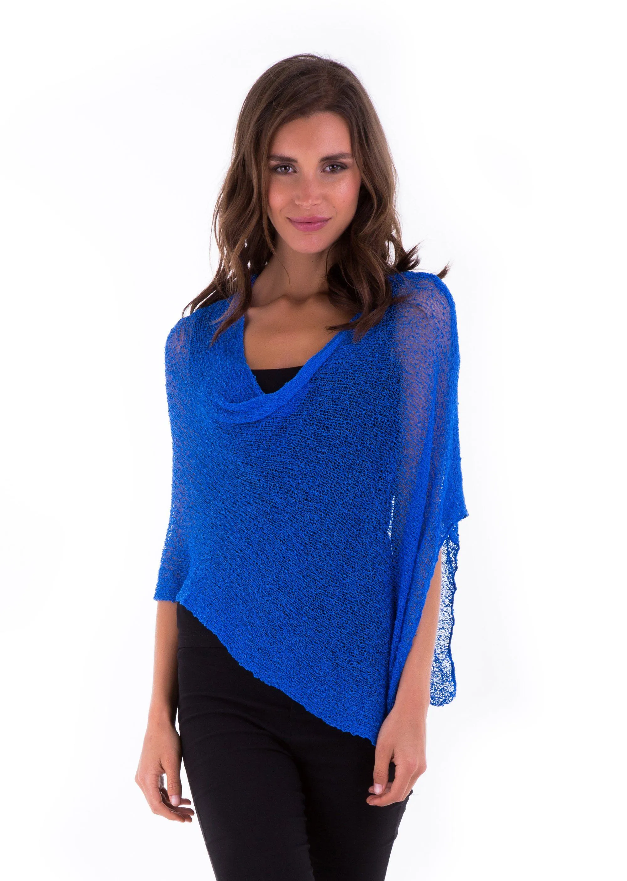 Sheer Knit Poncho Shrug - Lightweight Cover-Up by SHU-SHI