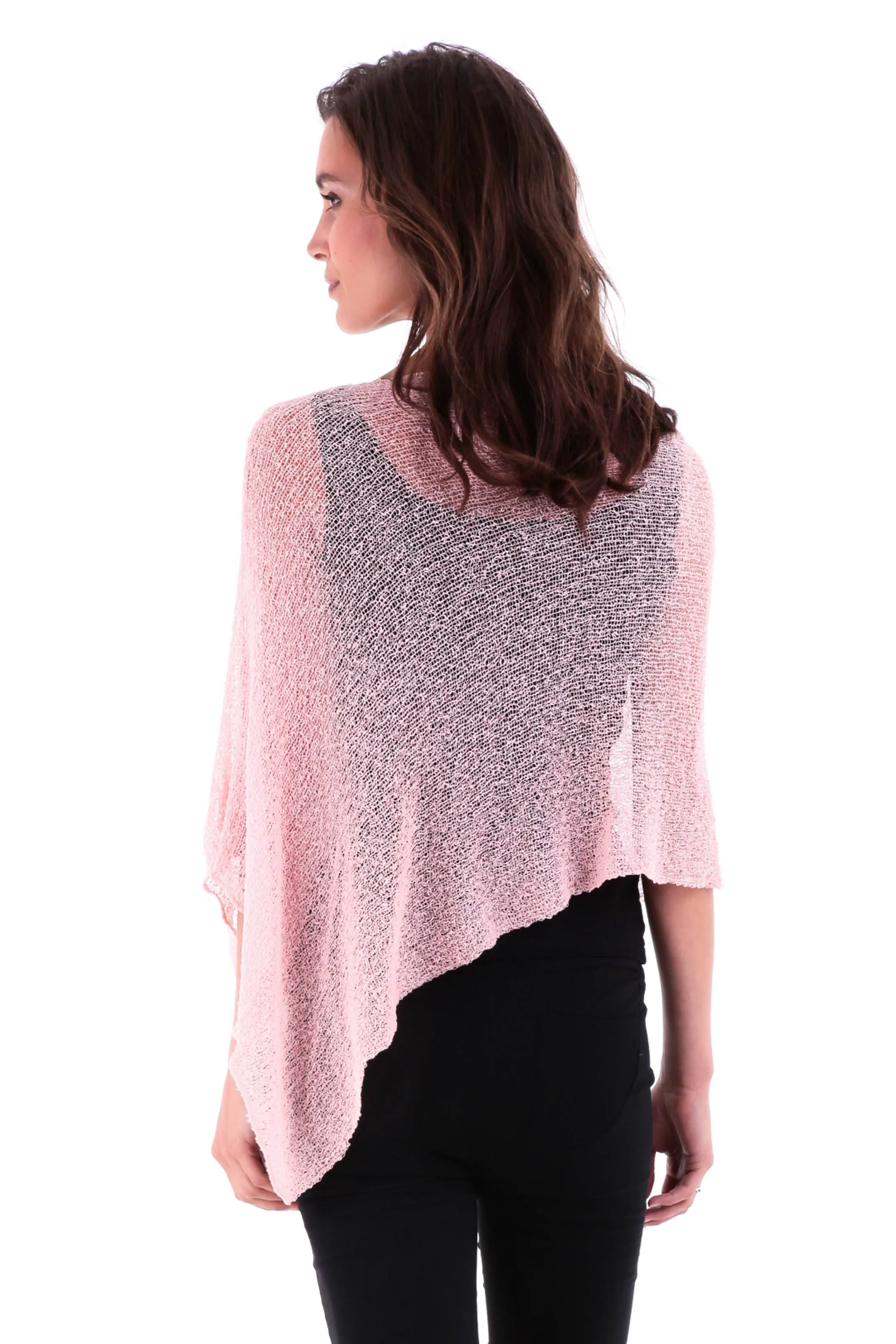 Sheer Knit Poncho Shrug - Lightweight Cover-Up by SHU-SHI