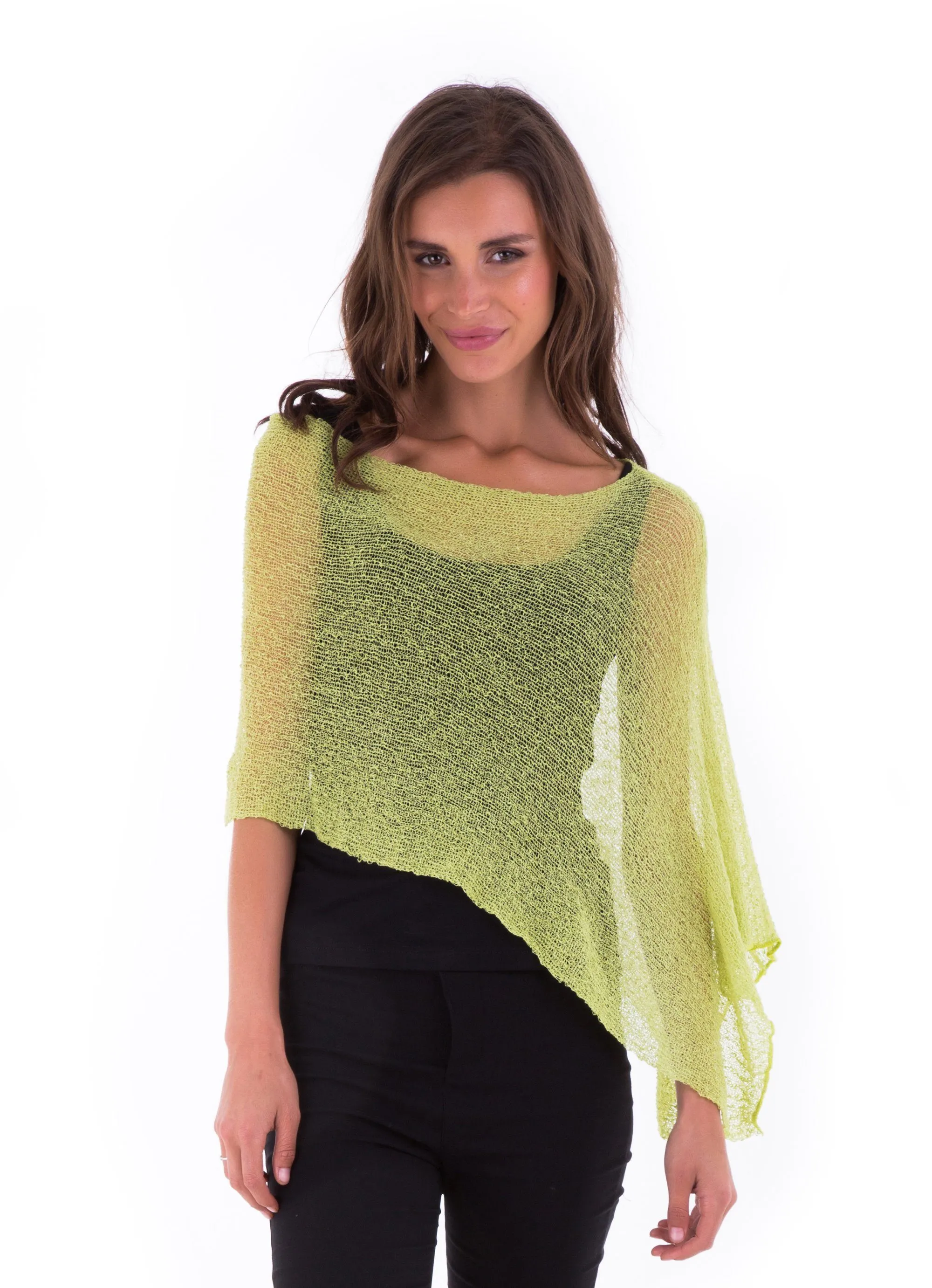 Sheer Knit Poncho Shrug - Lightweight Cover-Up by SHU-SHI