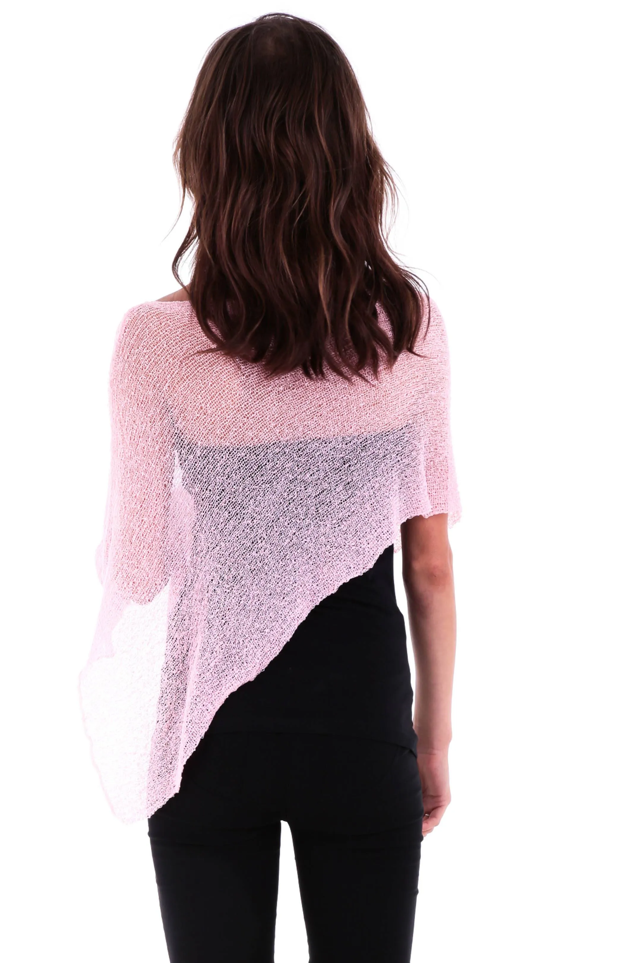 Sheer Knit Poncho Shrug - Lightweight Cover-Up by SHU-SHI