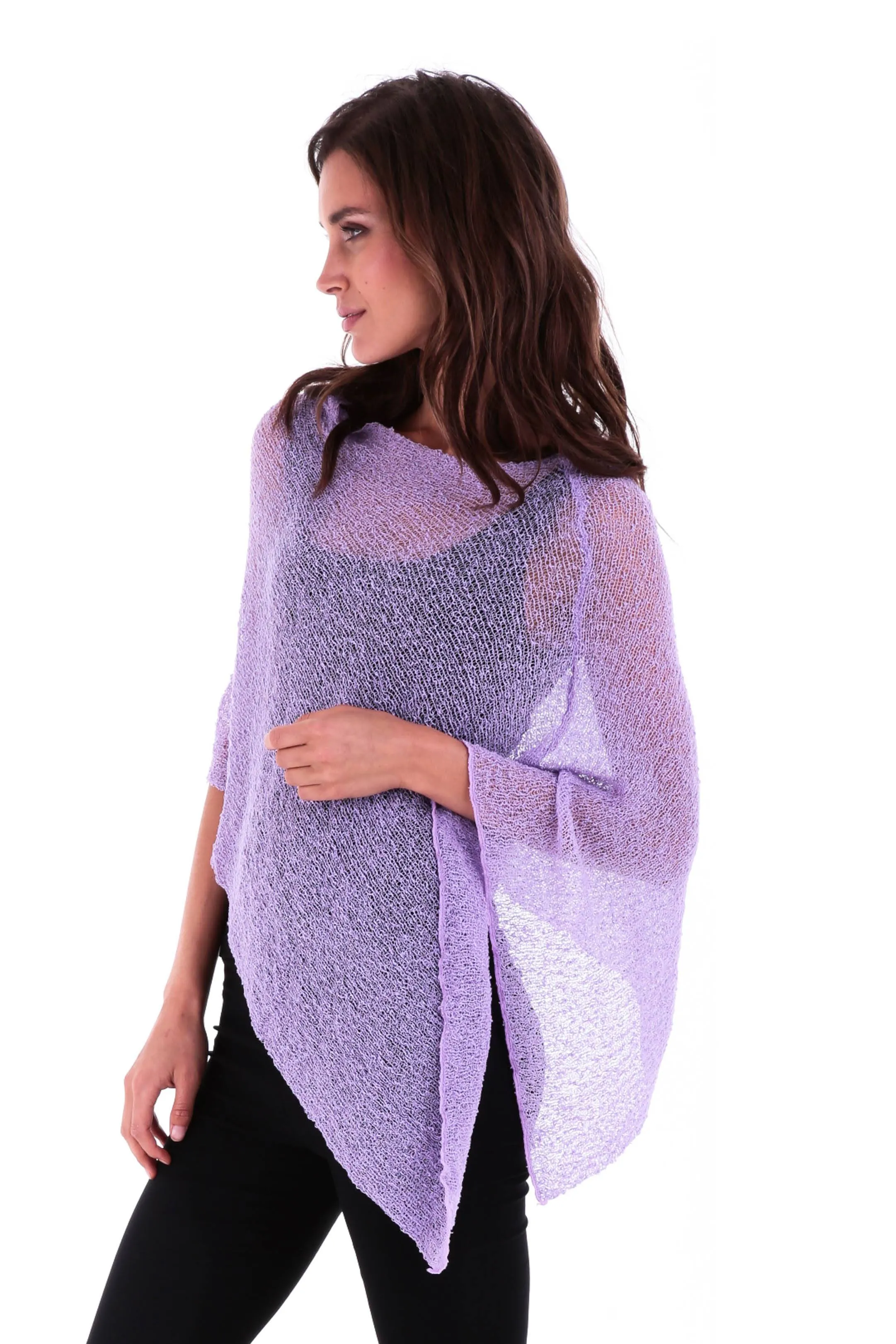 Sheer Knit Poncho Shrug - Lightweight Cover-Up by SHU-SHI