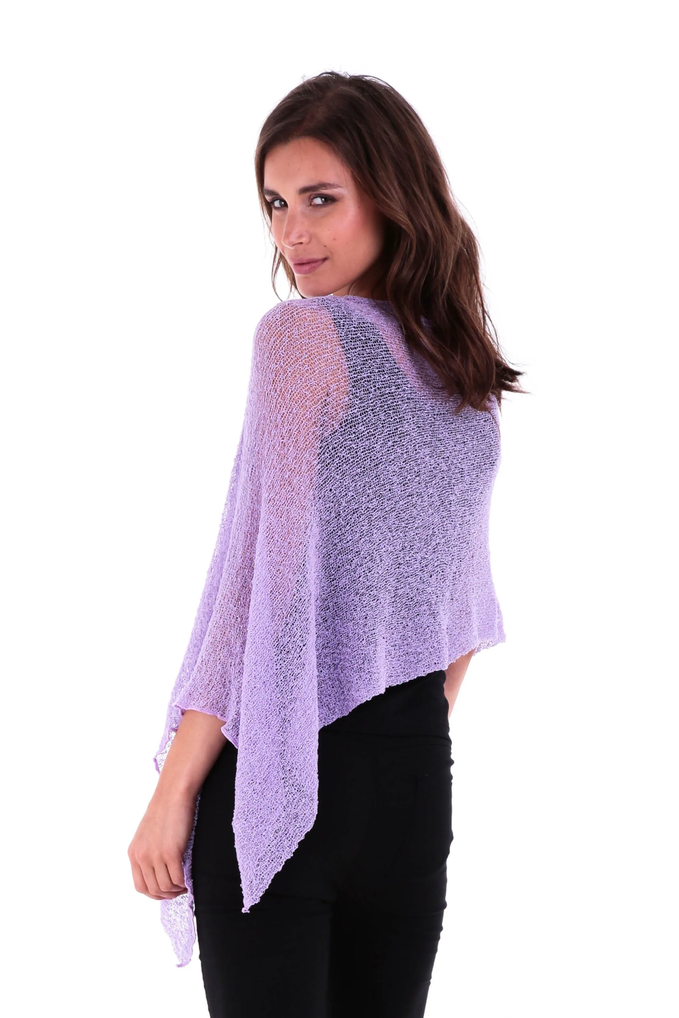 Sheer Knit Poncho Shrug - Lightweight Cover-Up by SHU-SHI