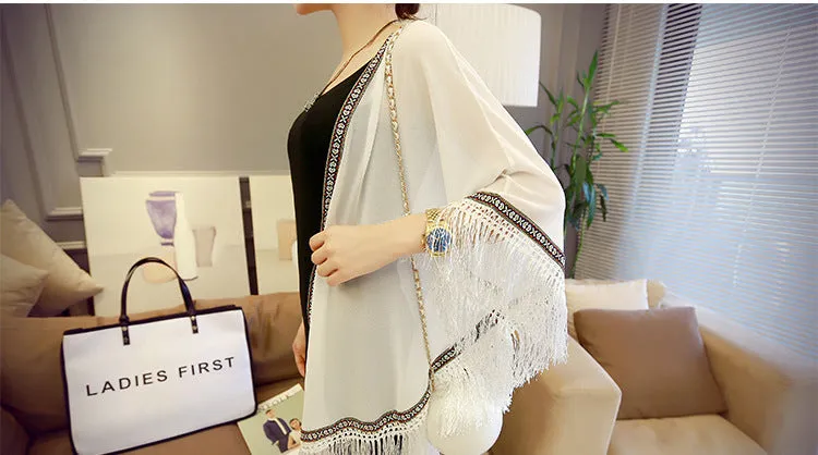 Solid Colored Chiffon Summer Sunscreen Korean Loose Mid-Length Thin Cardigan Women Outdoor Outerwear