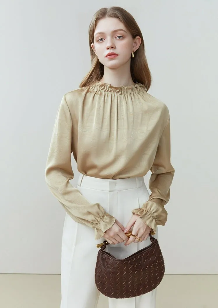 STAND COLLAR FRENCH LONG SLEEVE SHIRT