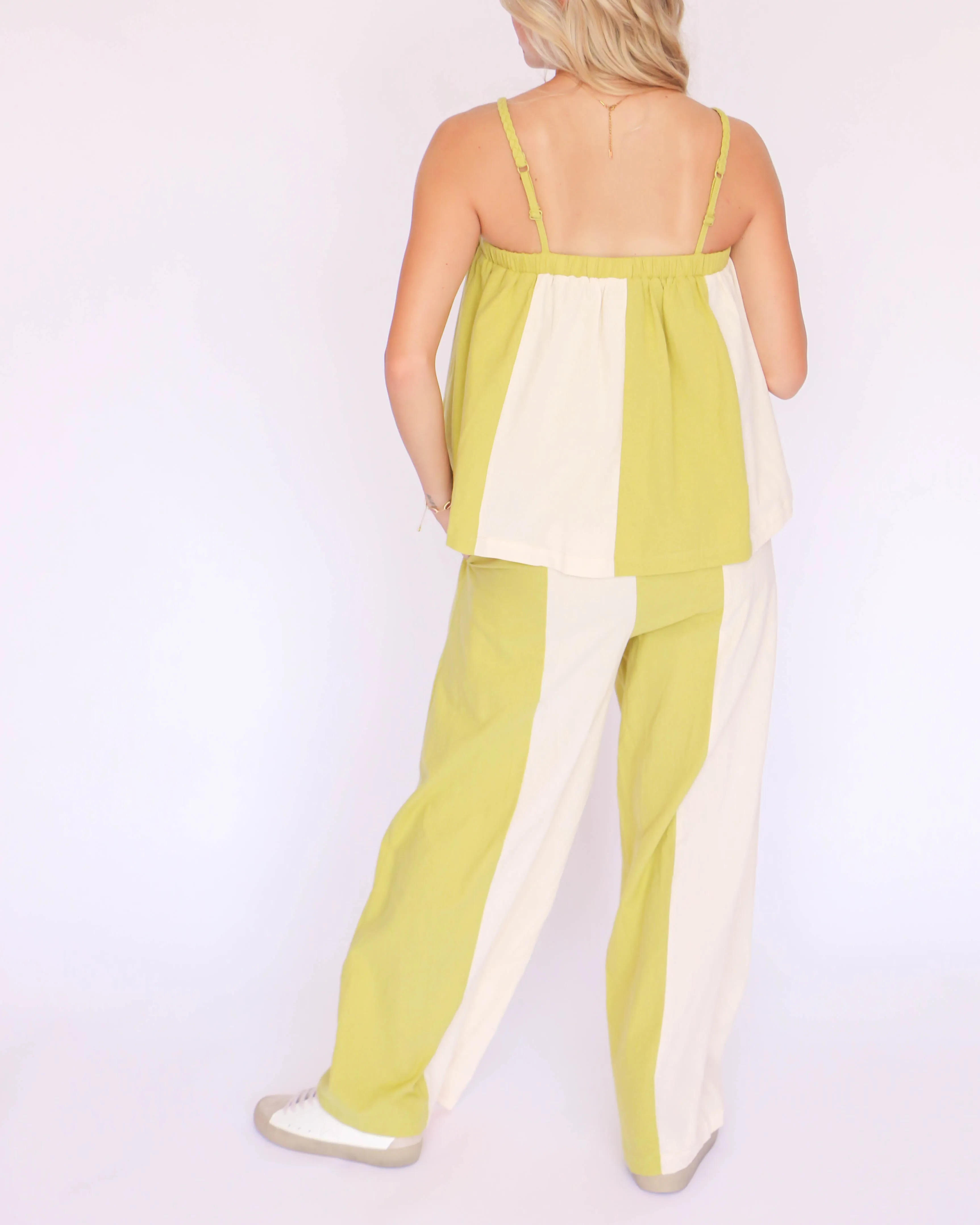 Striped Flowy Tank and Wide Leg Pant Set