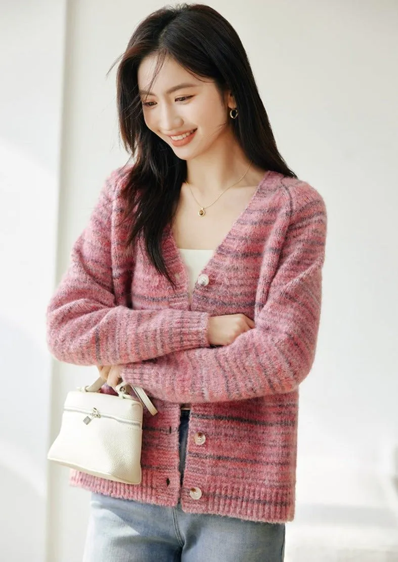 STRIPED LOOSE KNIT CARDIGAN JACKET