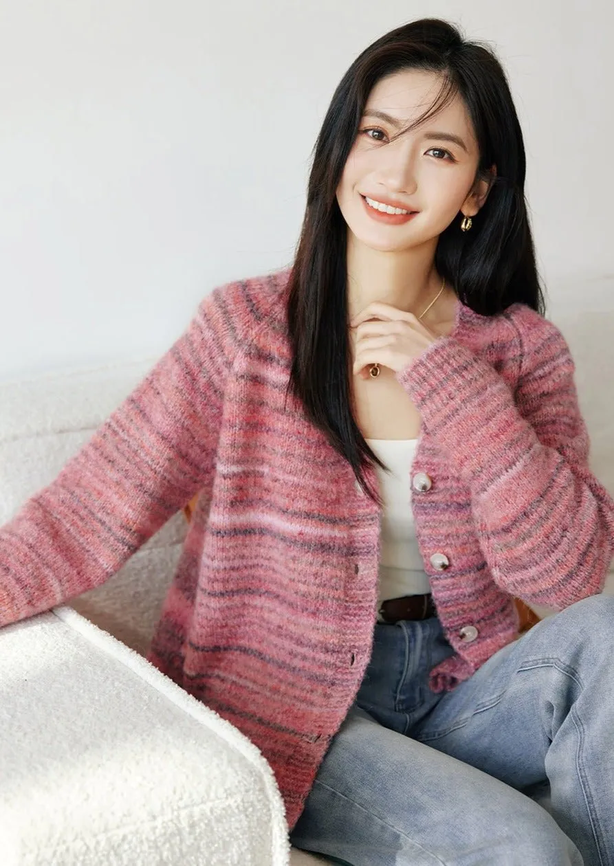 STRIPED LOOSE KNIT CARDIGAN JACKET