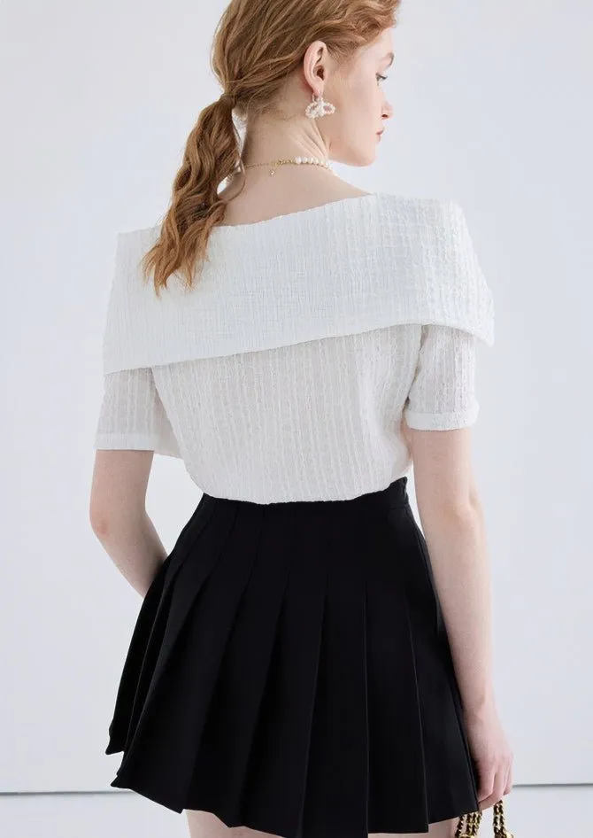 TEXTURED BOW SHORT SLEEVE SHIRT