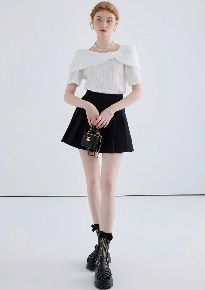 TEXTURED BOW SHORT SLEEVE SHIRT