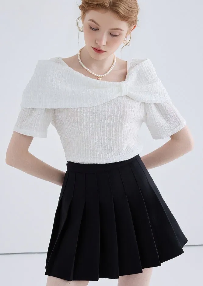 TEXTURED BOW SHORT SLEEVE SHIRT