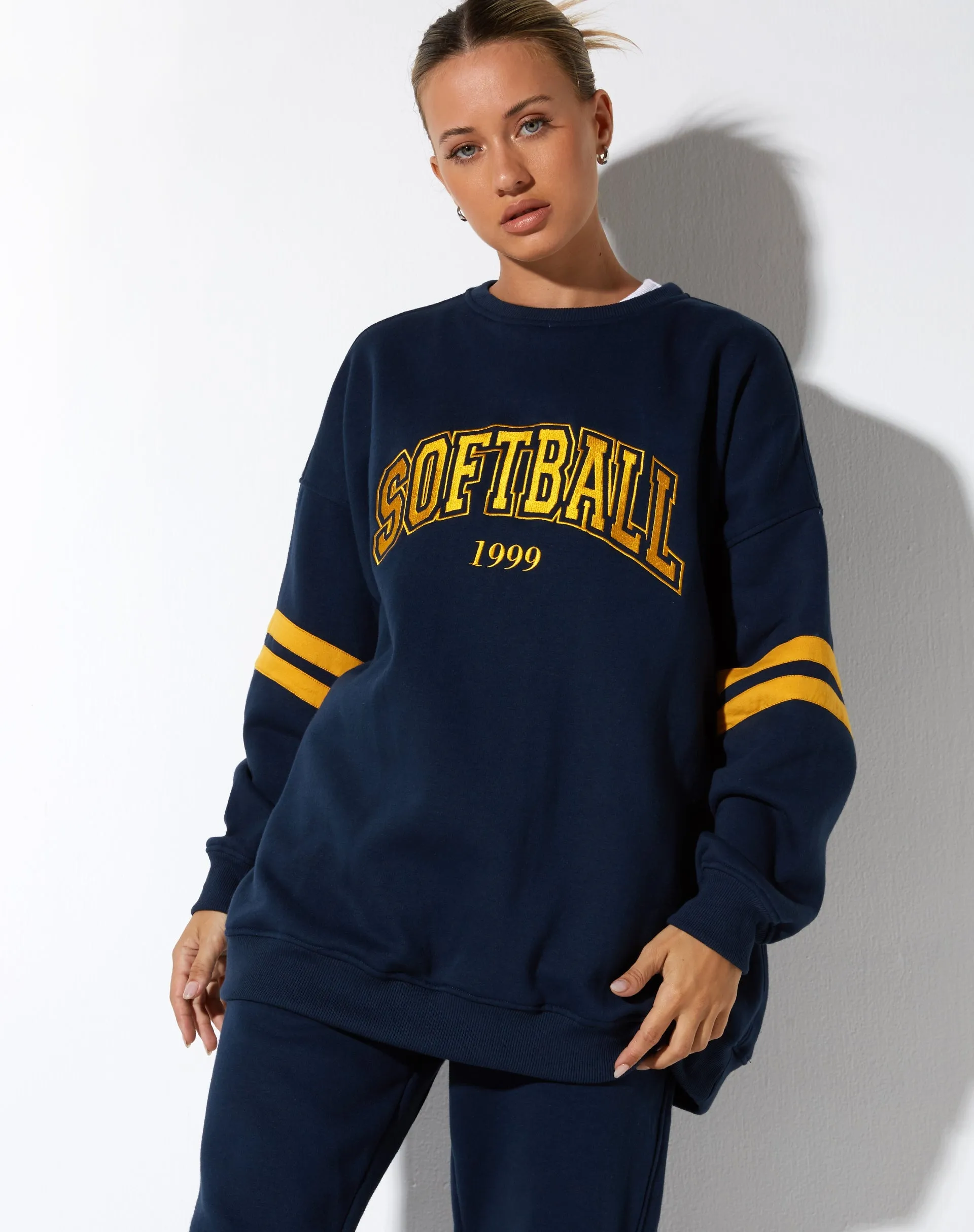 Tim Sweatshirt in Navy Citrus Stripe Football 1999