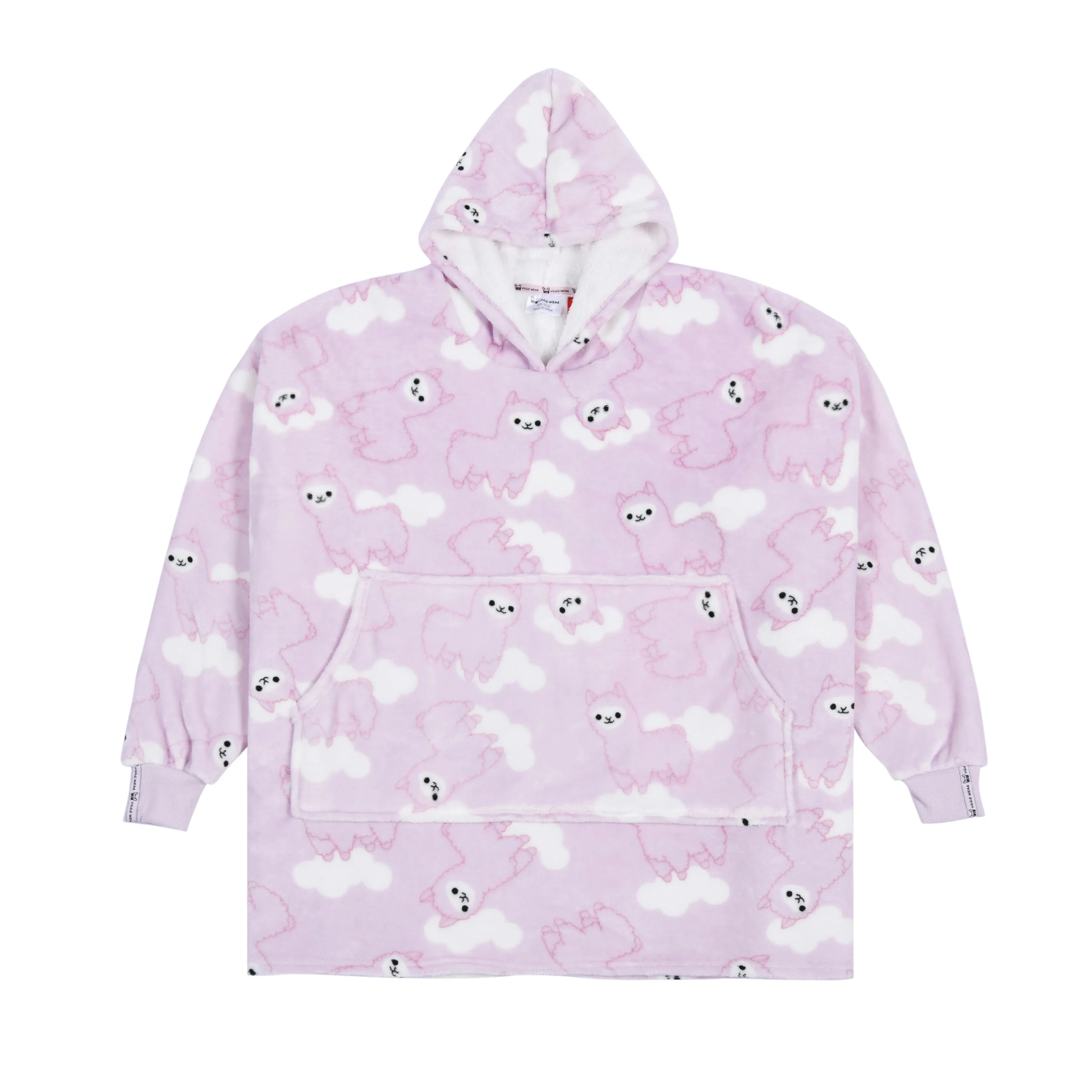 UGGOWEAR Giant Hoodie Llama Face Kids Light Pink Sizes 12-14